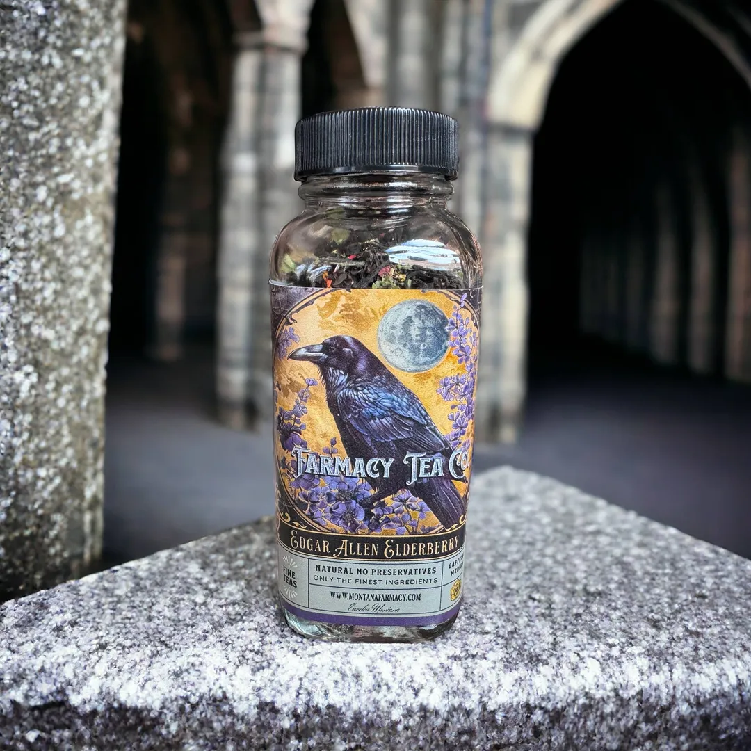 Edgar Allen Elderberry Crow Poe Raven Dark Academia PoetTea 
