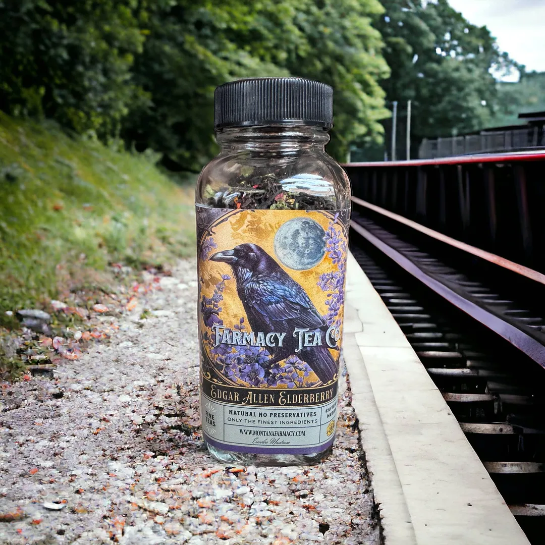 Edgar Allen Elderberry Crow Poe Raven Dark Academia PoetTea 