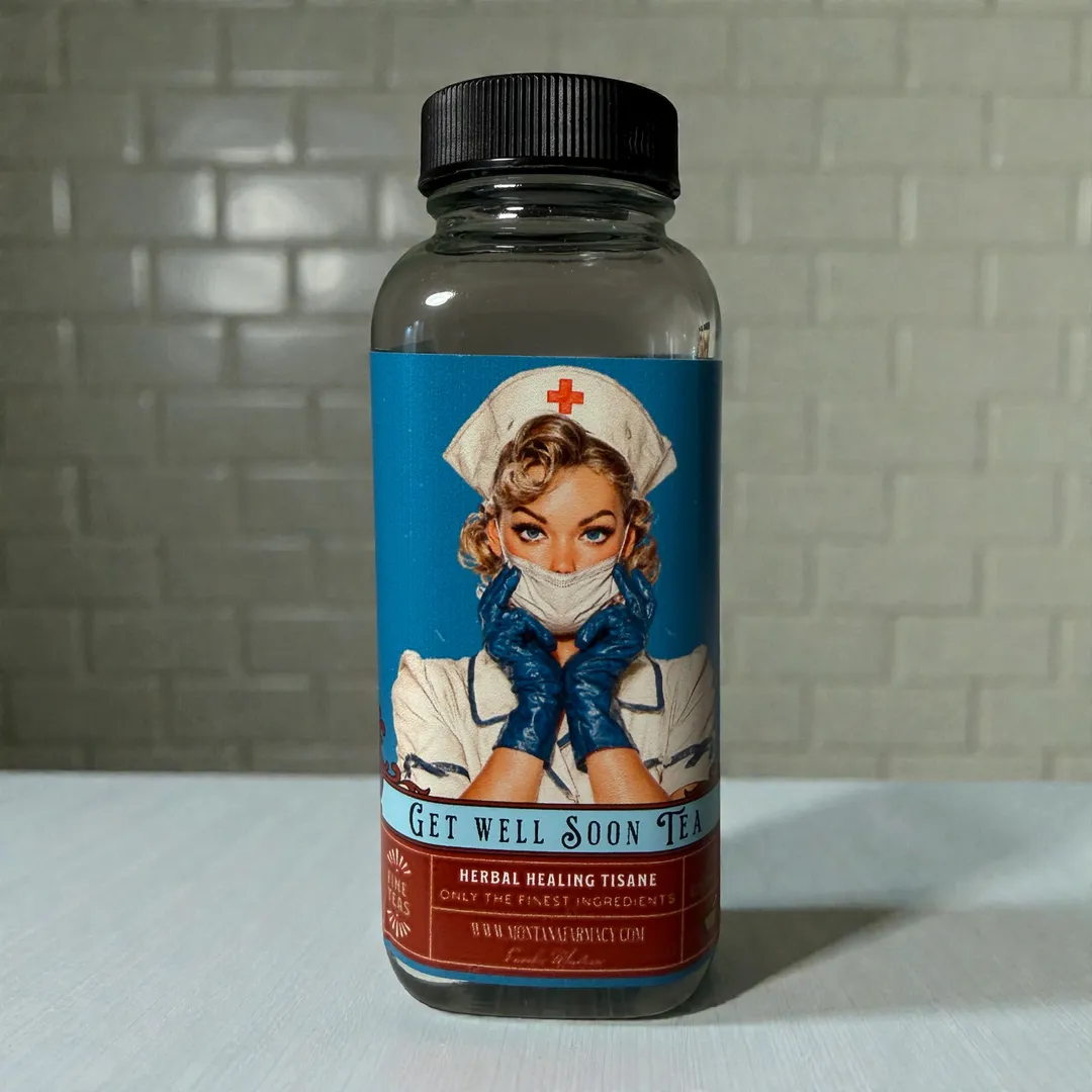 Get Well Soon Greeting Card Tea Nurse me back to health Jar