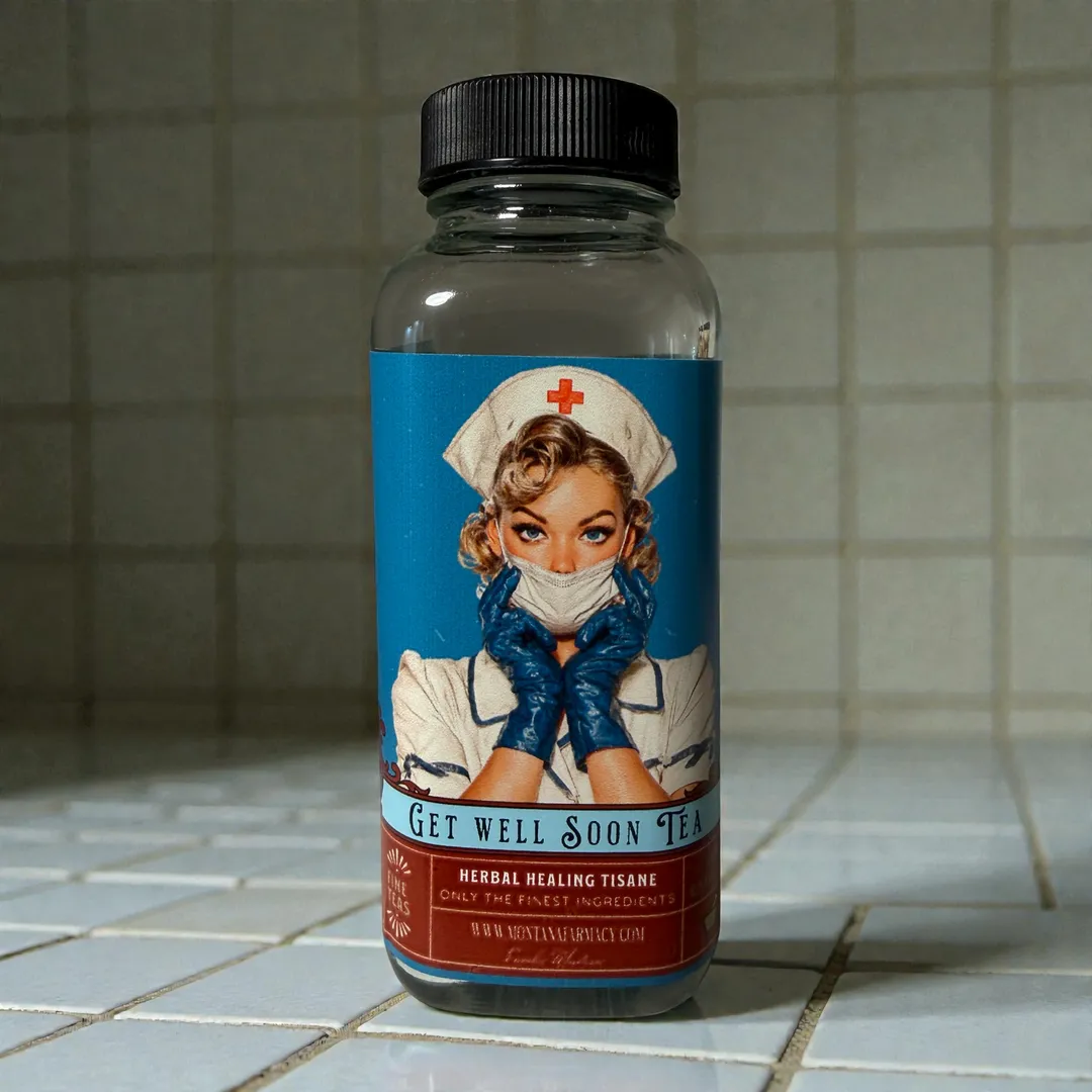 Get Well Soon Greeting Card Tea Nurse me back to health Jar