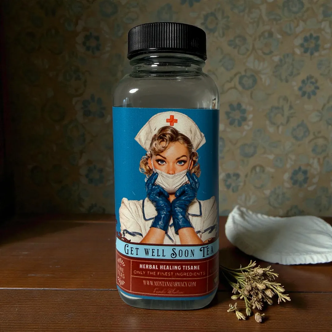 Get Well Soon Greeting Card Tea Nurse me back to health Jar