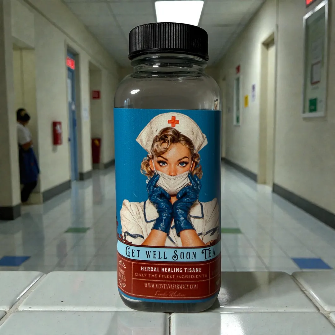 Get Well Soon Greeting Card Tea Nurse me back to health Jar