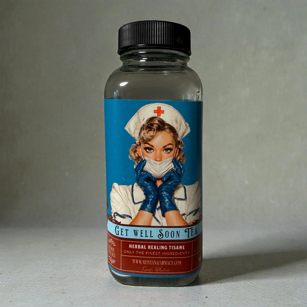 Get Well Soon Greeting Card Tea Nurse me back to health Jar