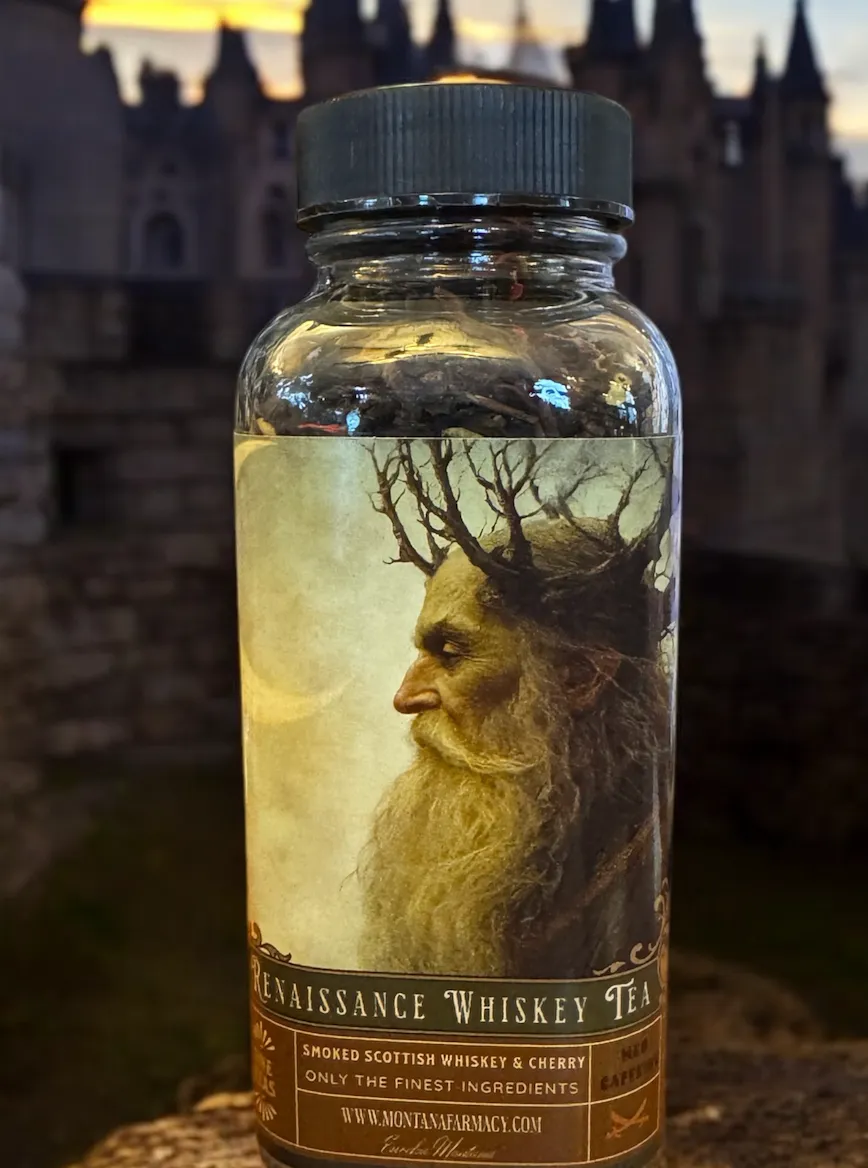 Renaissance Faire Smoked Cherry Whiskey Tea in a glass jar 