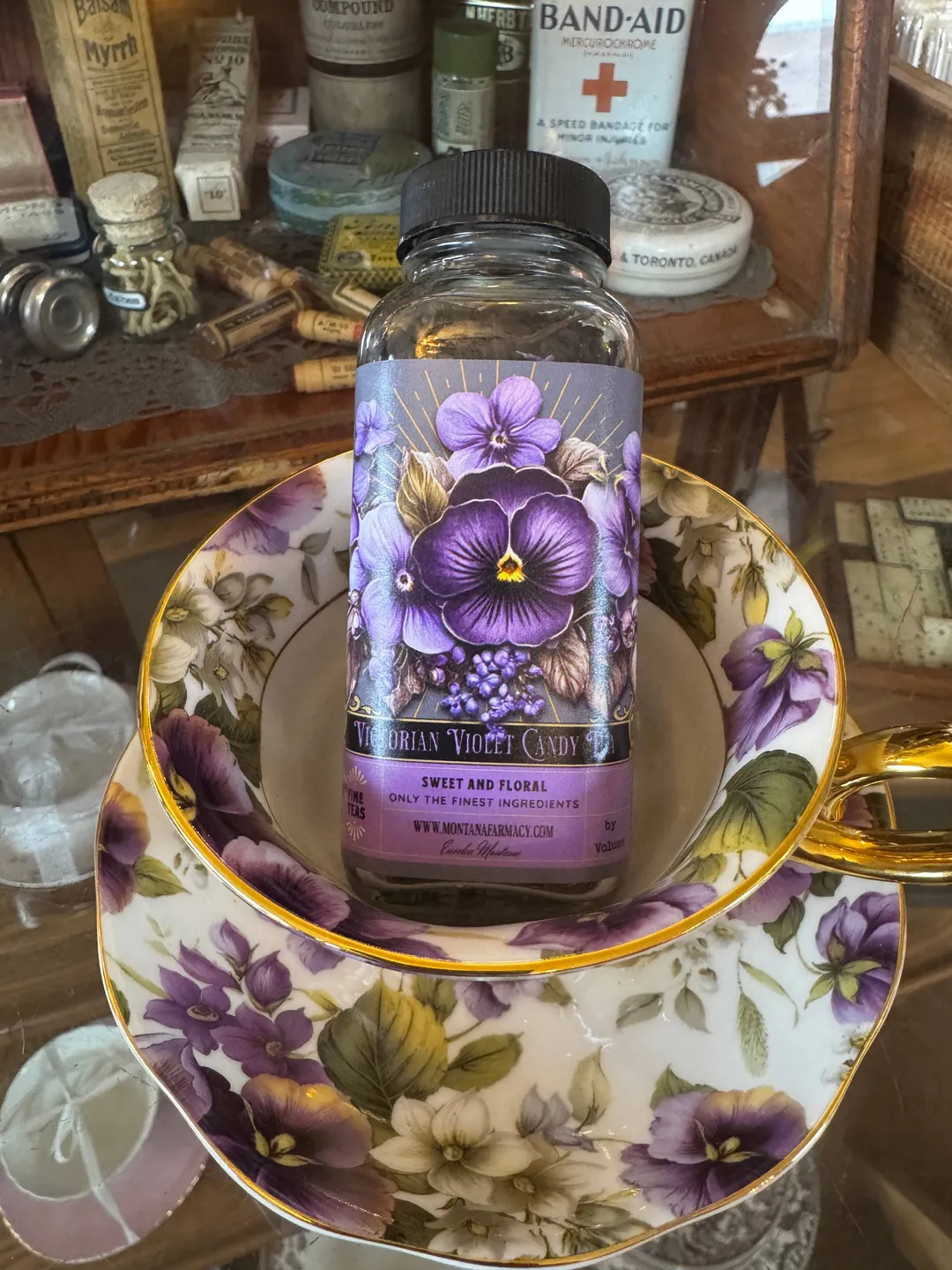 Vintage Victorian Violet Candy Tea Candied French Tea in Jar
