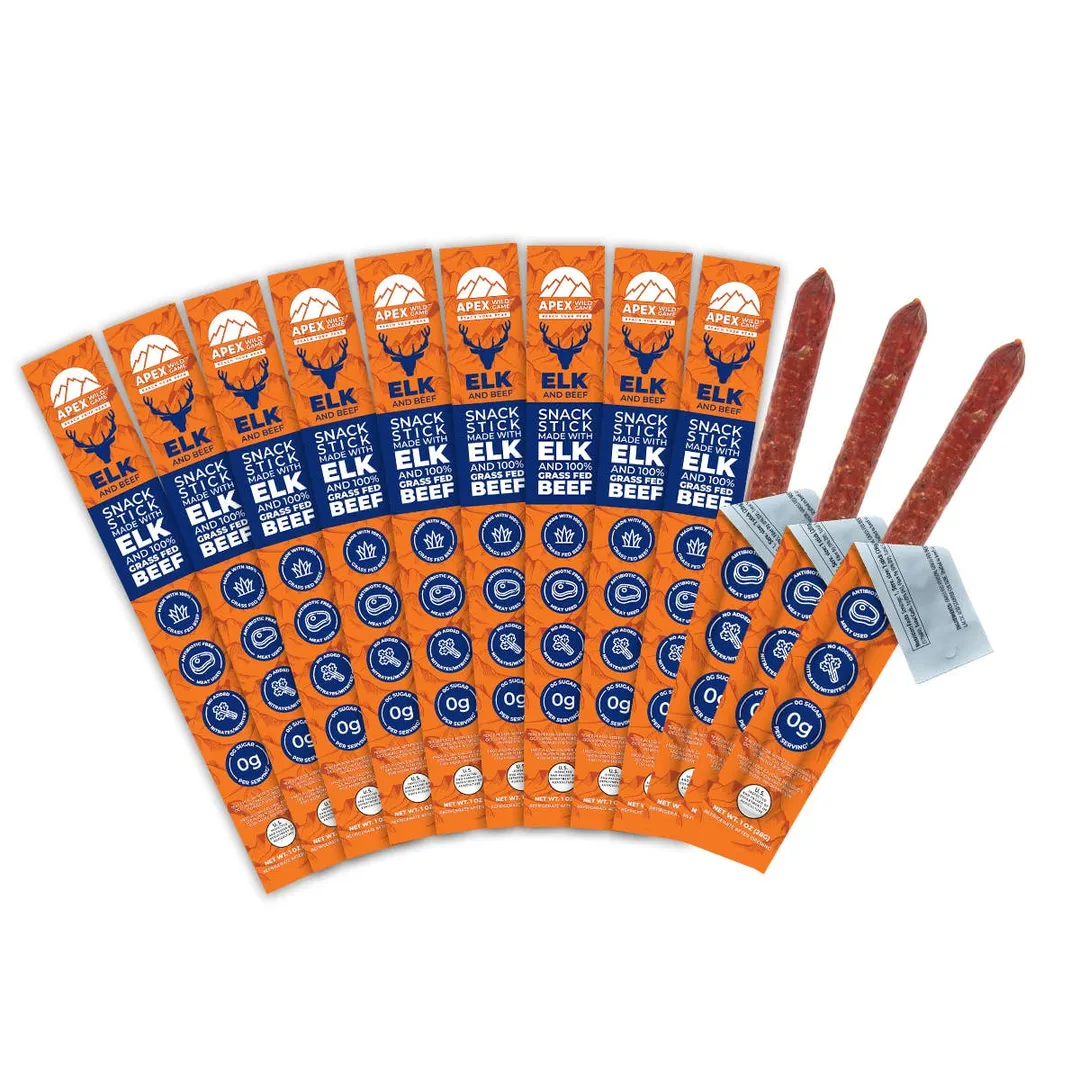 Elk & Grass Fed Beef Snack Sticks - Caddy of 12