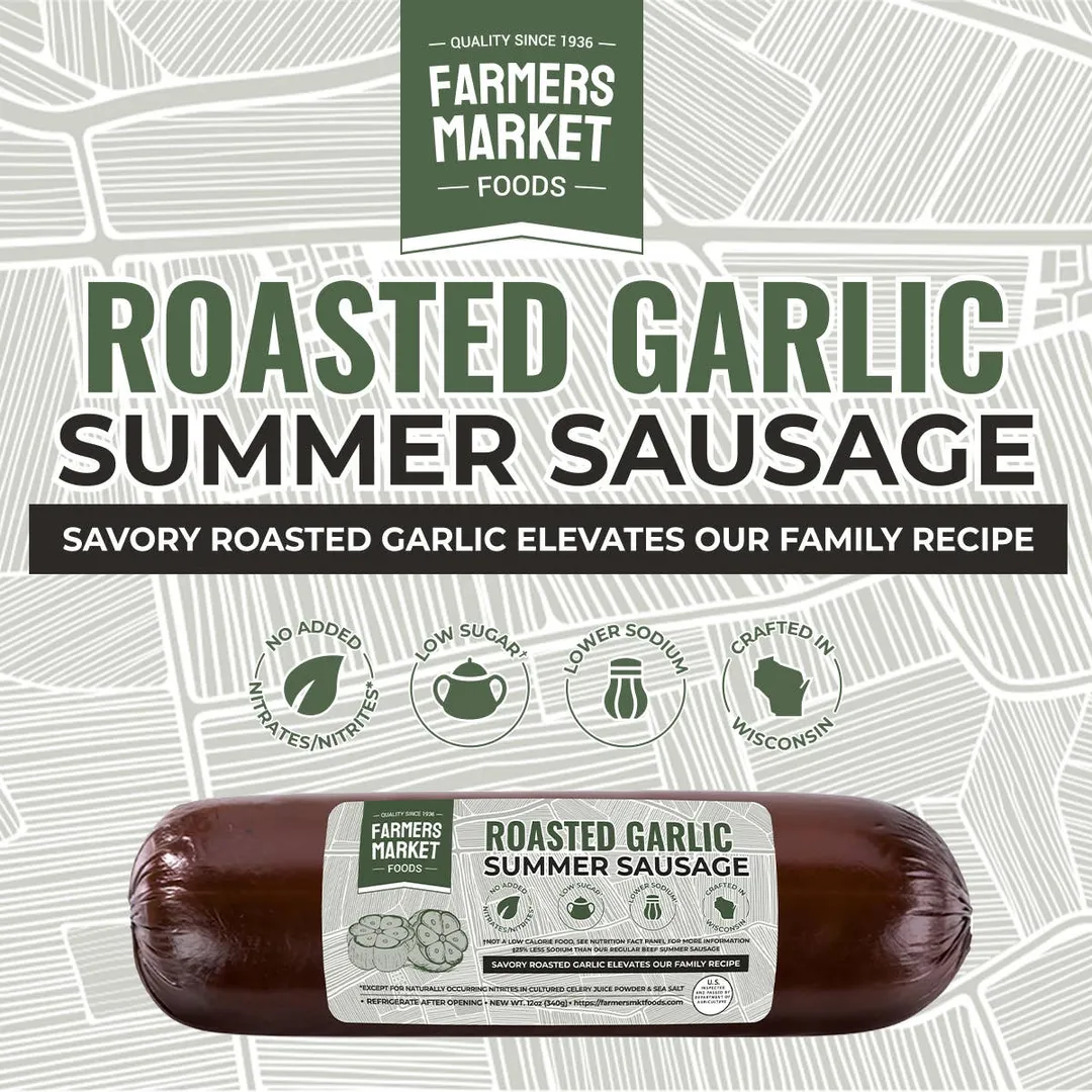 No Nitrate/Nitrite Roasted Garlic Summer Sausage 12oz