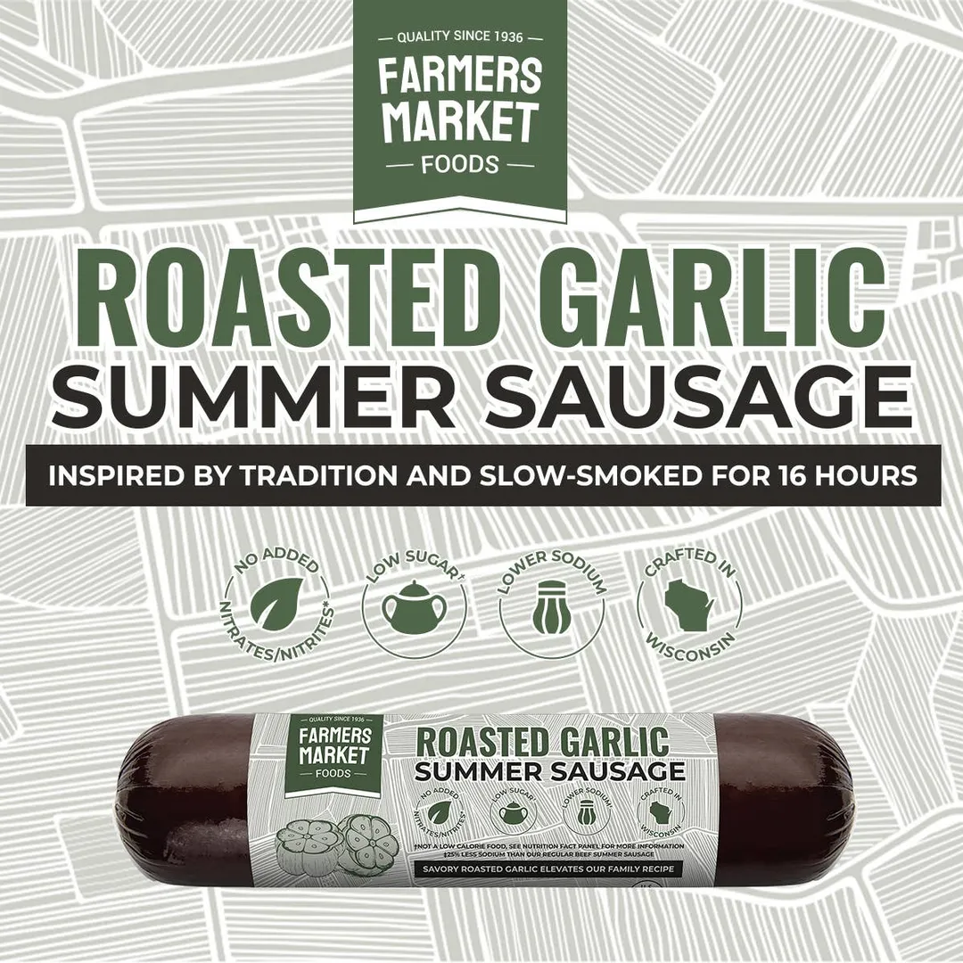 No Nitrate/Nitrite Roasted Garlic Summer Sausage 5oz (12ct)