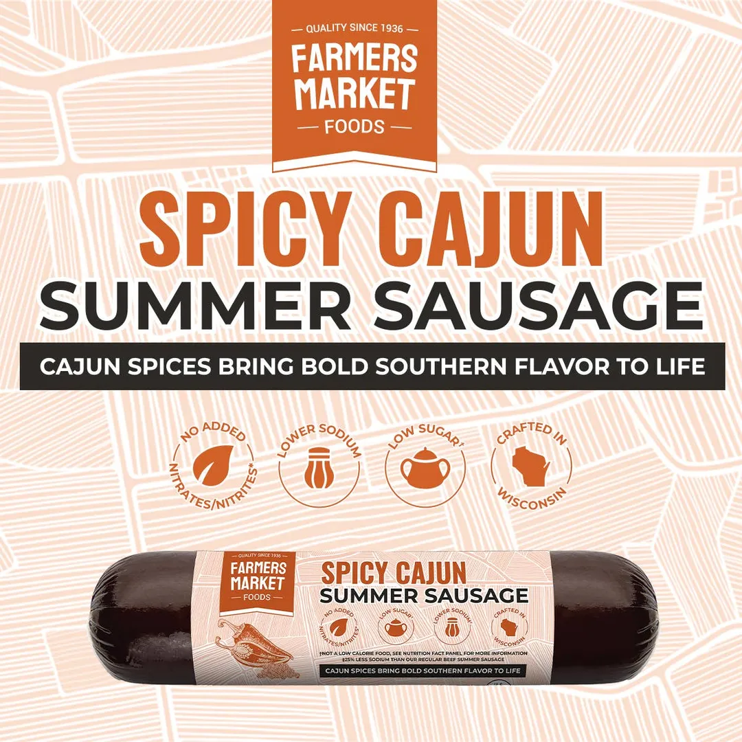 No Nitrate/Nitrite Spicy Cajun Summer Sausage 5oz (24ct)