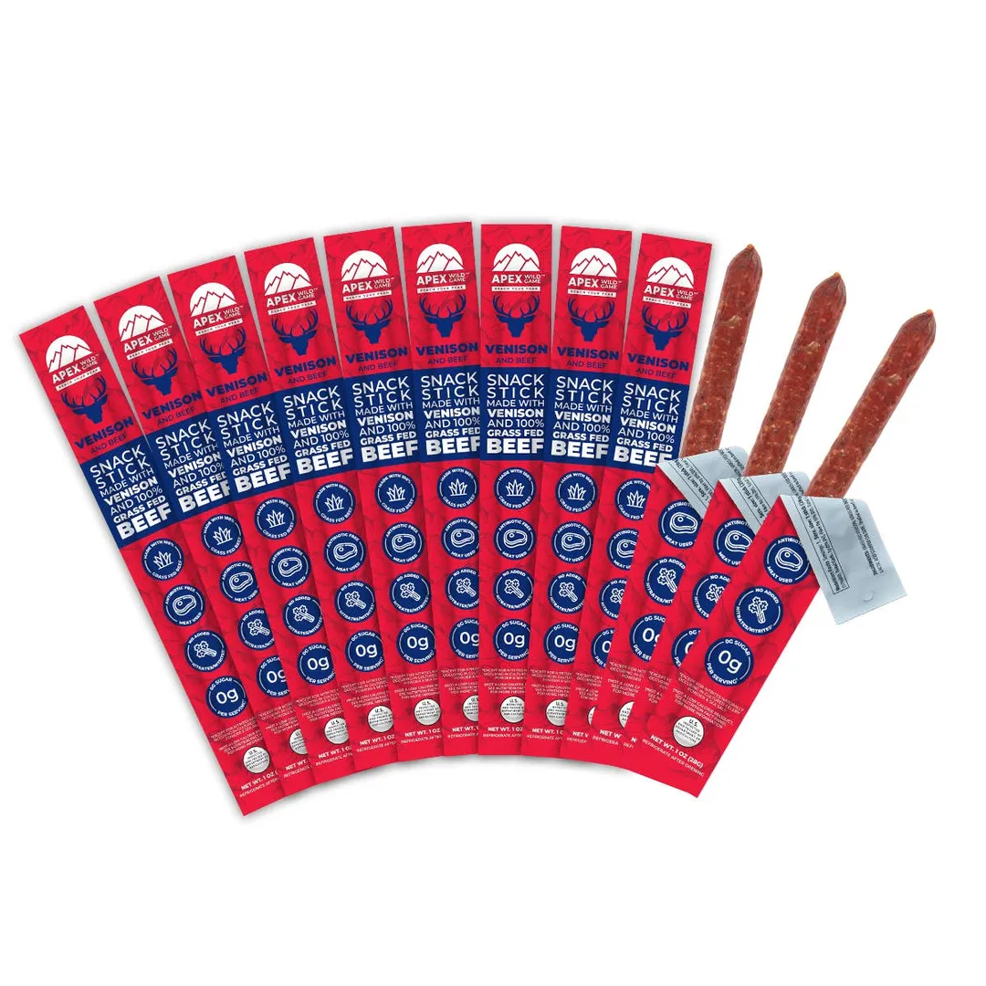 Venison & Grass Fed Beef Snack Sticks - Caddy of 12
