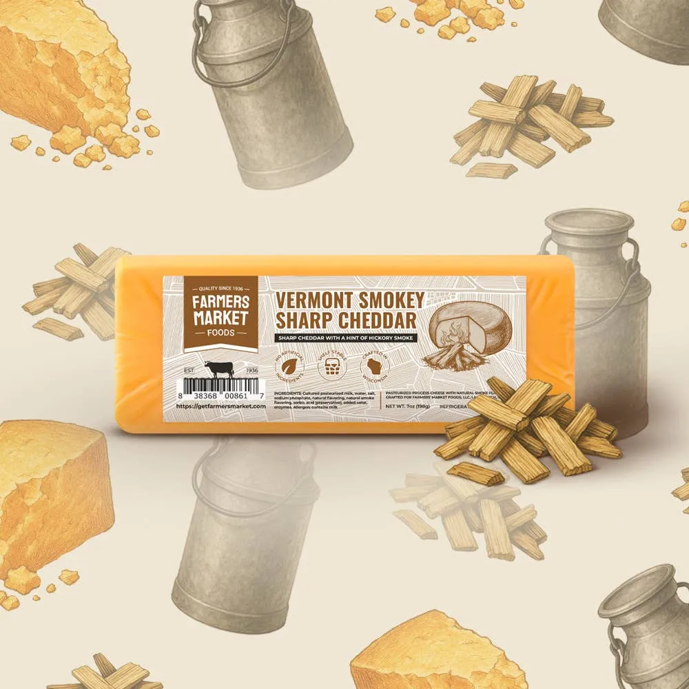 Vermont Smokey Sharp Cheddar 7oz (Shelf Stable) (12ct)