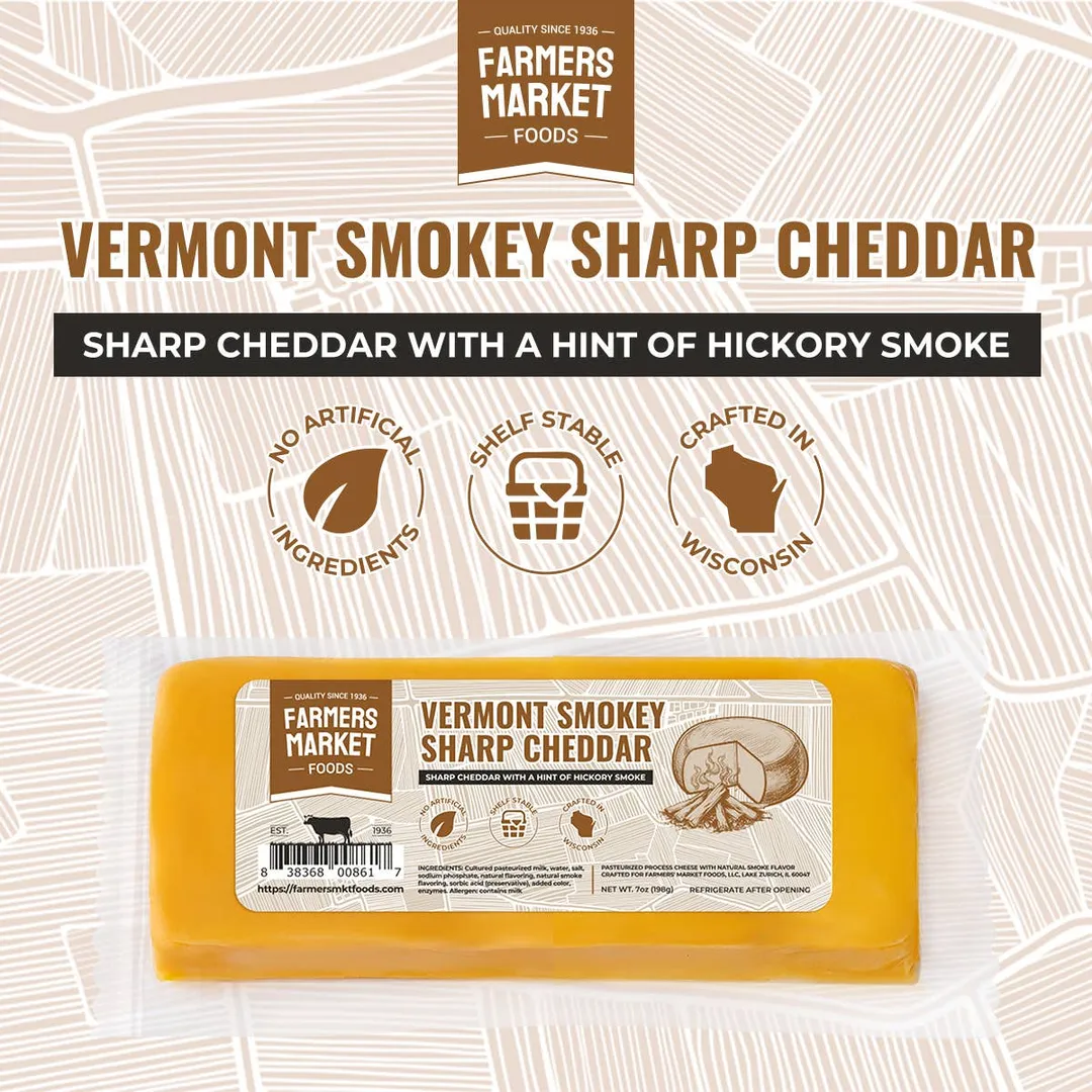Vermont Smokey Sharp Cheddar 7oz (Shelf Stable) (24ct)