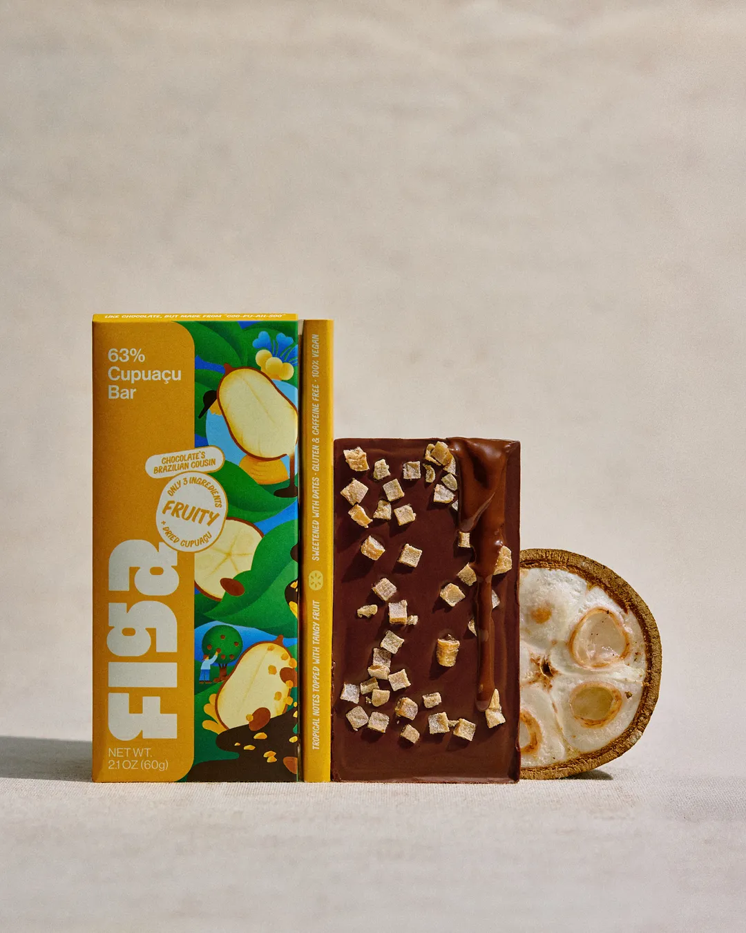 Fruity | Chocolate's Brazilian Cousin | Vegan, Caffeine Free, Sweetened with Dates | 63% Cupuaçu Bar 