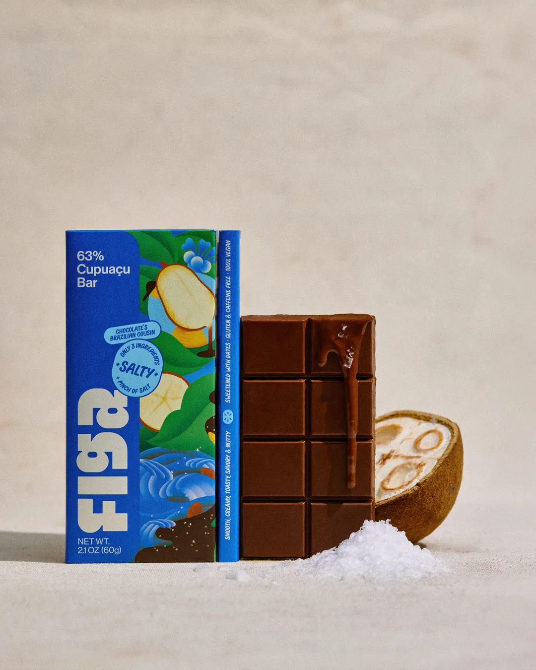 Salty | Chocolate's Brazilian Cousin | Vegan, Caffeine Free, Sweetened with Dates | 63% Cupuaçu Bar *Best Seller*