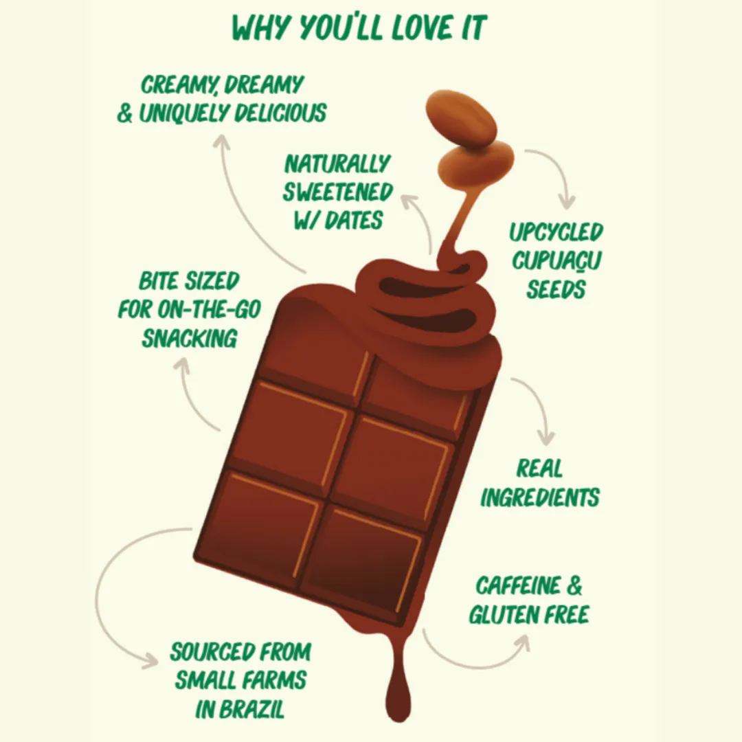 Passion Fruit | Chocolate's Brazilian Cousin | Vegan, Caffeine Free, Sweetened with Dates | 63% Cupuaçu Bar