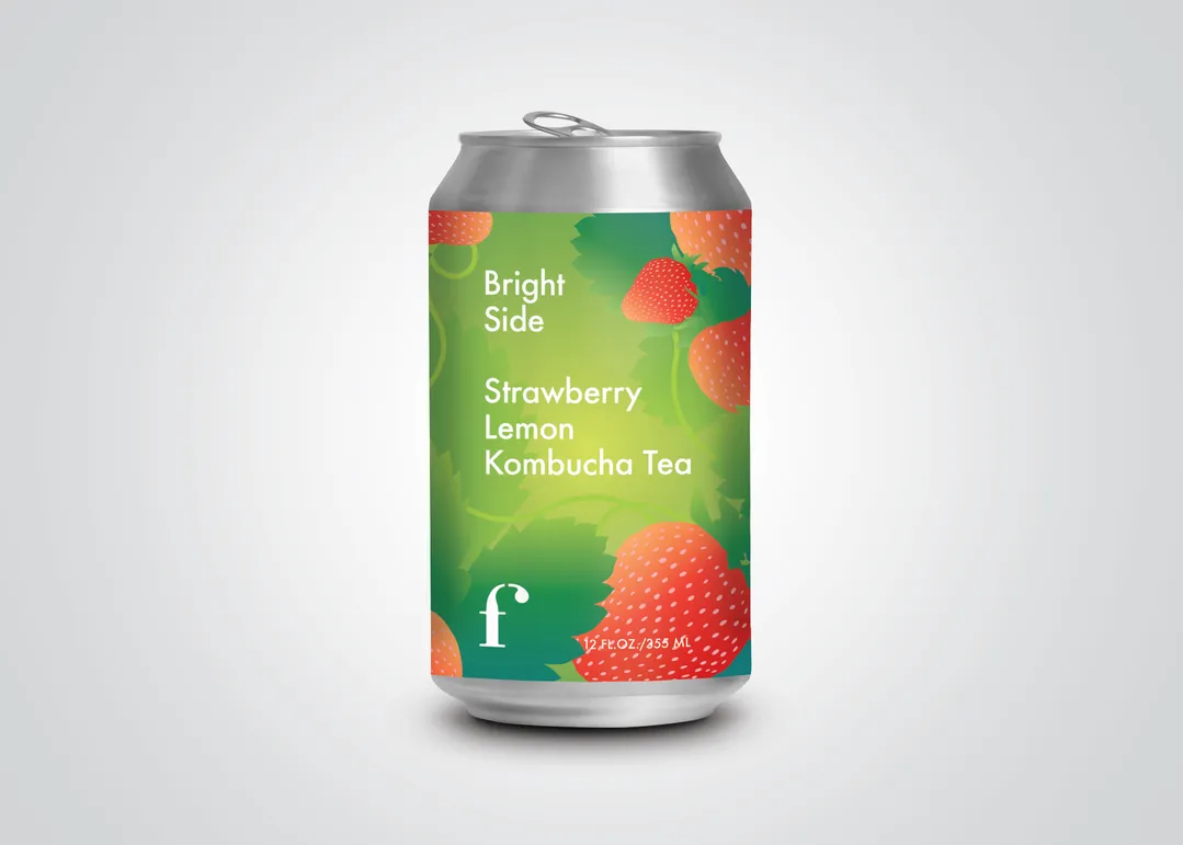 "Bright Side" Strawberry Meyer Lemon Kombucha - 12-pack