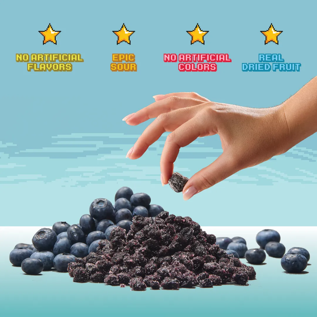 Level 1 Sour Blueberries (12 pack) Dried Fruit Sour Snack