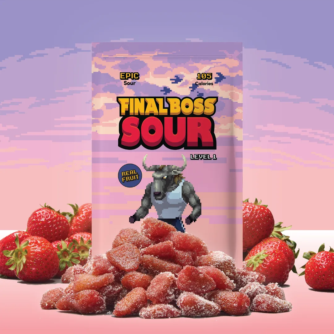 Level 1 Sour Strawberries (12 pack) Real Dried Fruit Candy