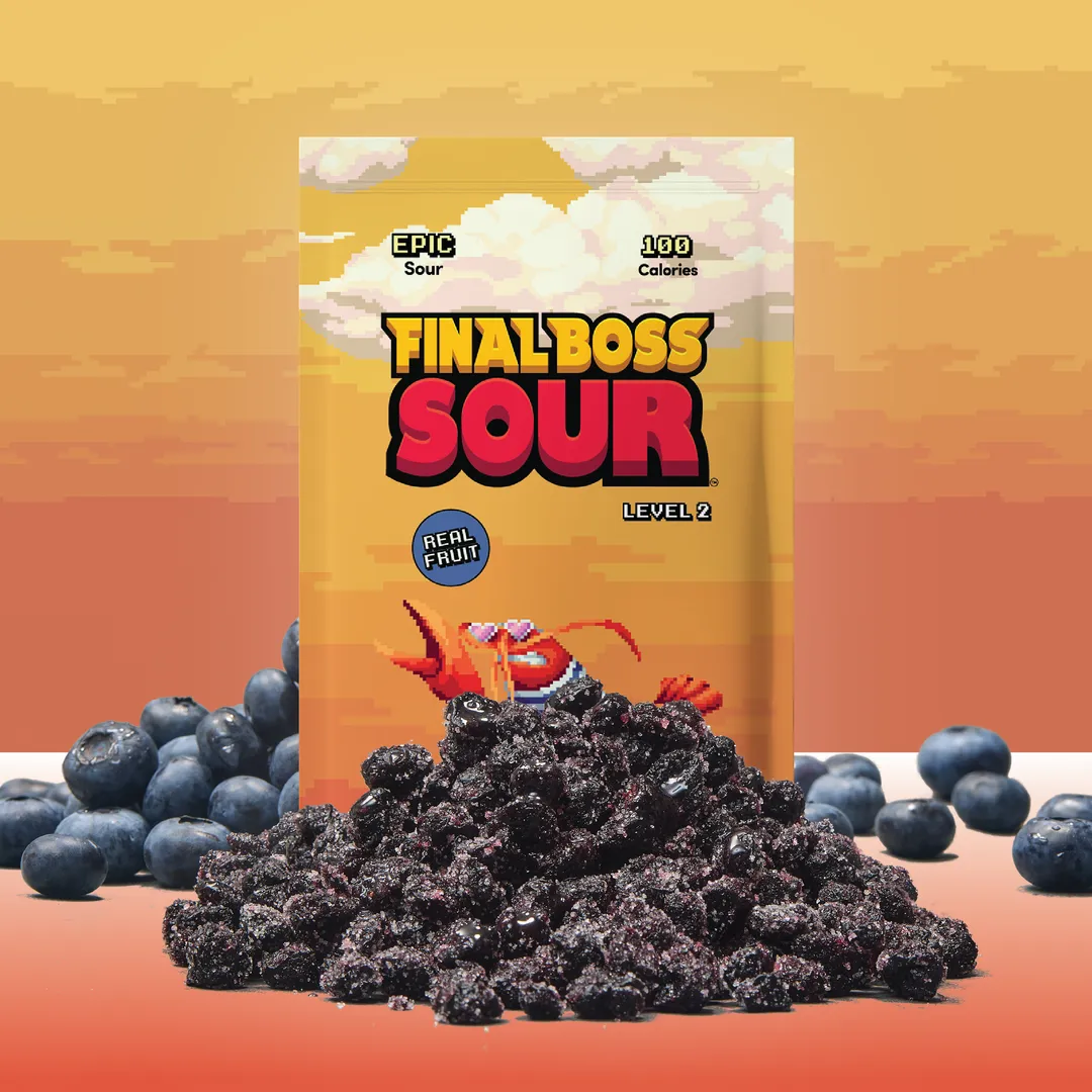 Level 2 Sour Blueberries (12 pack) Real Dried Fruit Candy