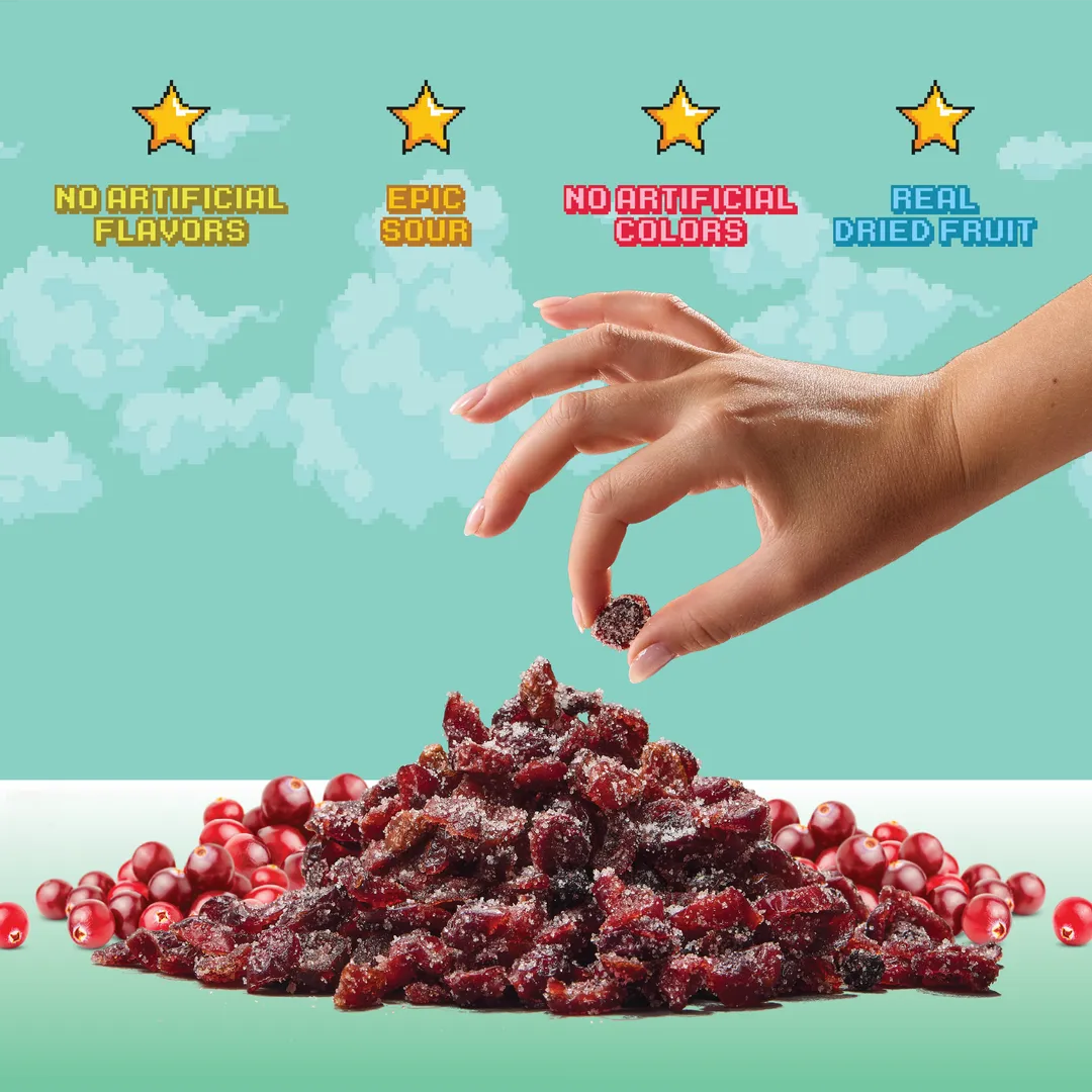 Level 2 Sour Cranberries (12 pack) Real Dried Fruit Candy