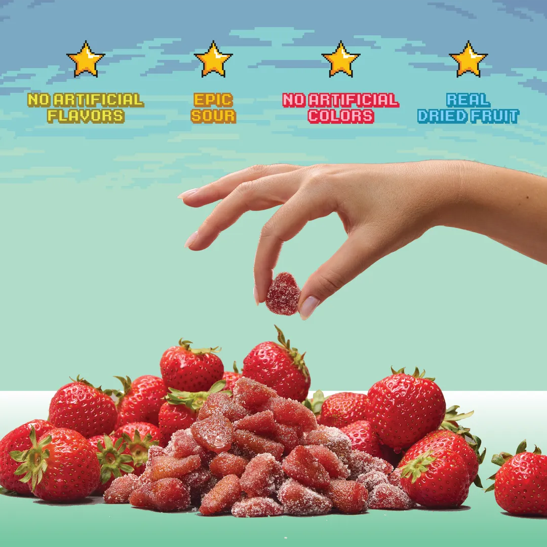 Level 2 Sour Strawberries (12 pack) Real Dried Fruit Candy