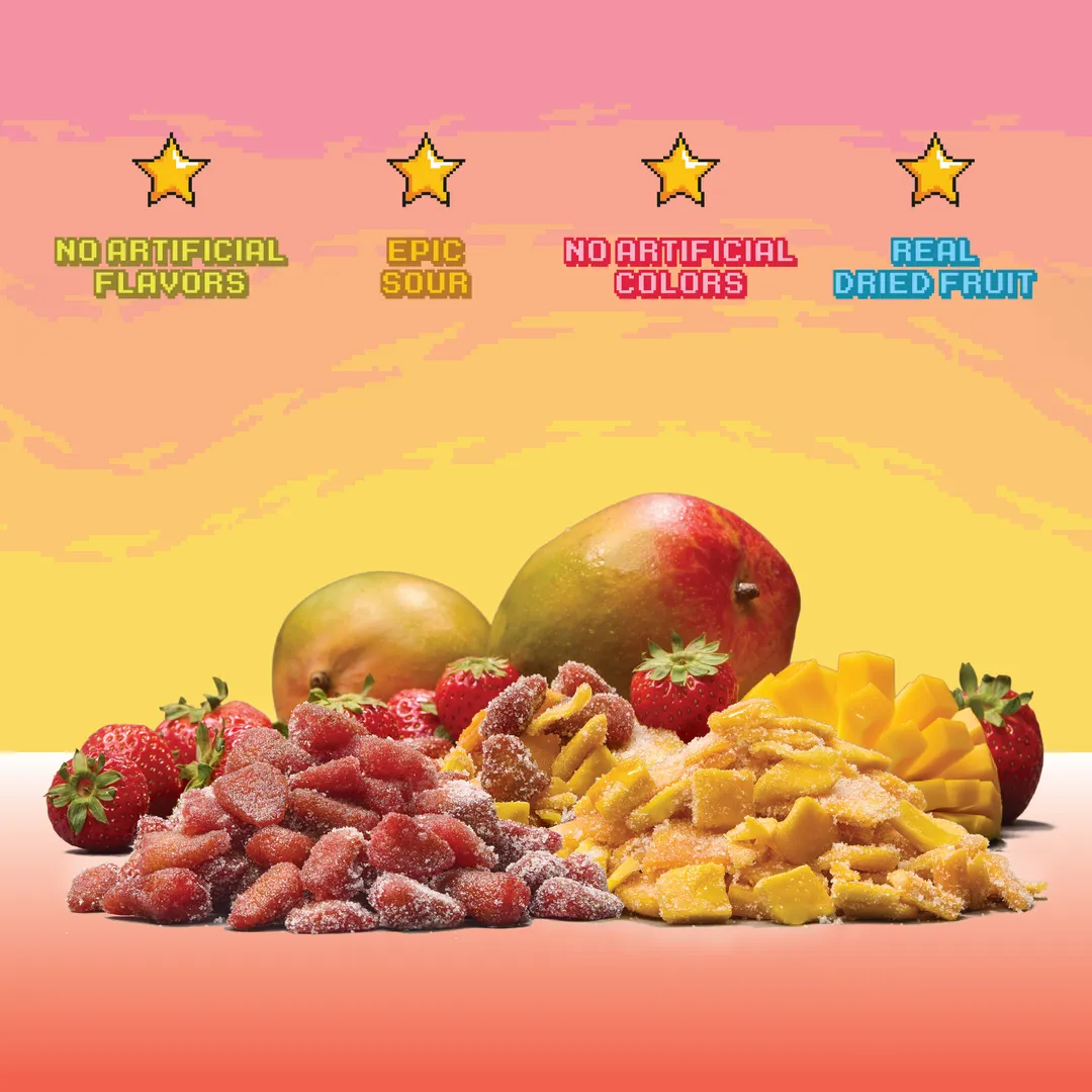 Level 2 Sour Strawberry x Mango (4-Pack) - Dried Fruit Candy