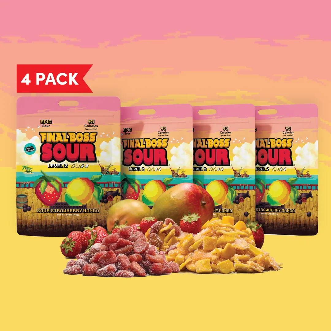 Level 2 Sour Strawberry x Mango (4-Pack) - Dried Fruit Candy