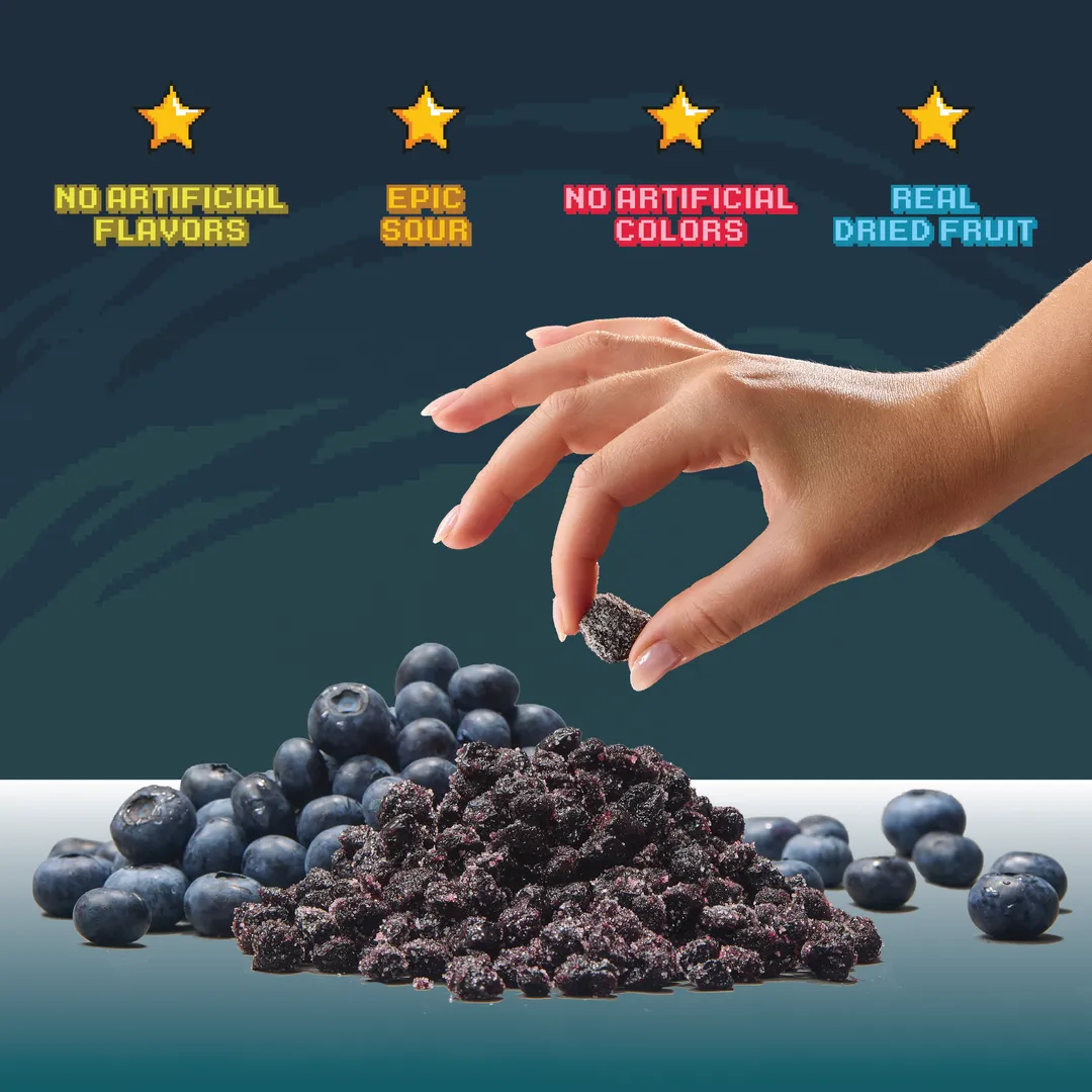 Level 3 Sour Blueberries (12 pack) - Real Dried Fruit Candy