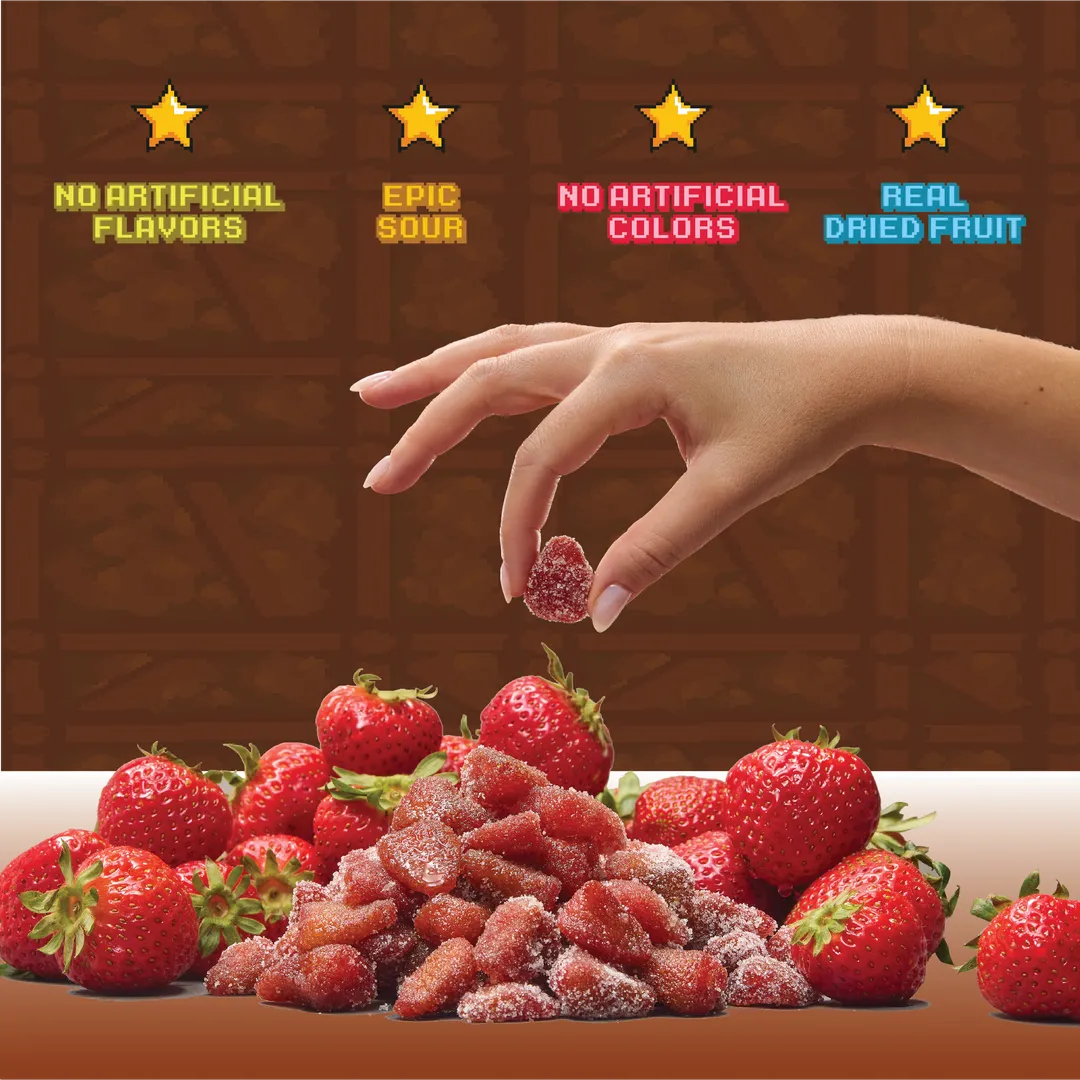 Level 3 Sour Strawberries (12 pack) - Real Dried Fruit Candy