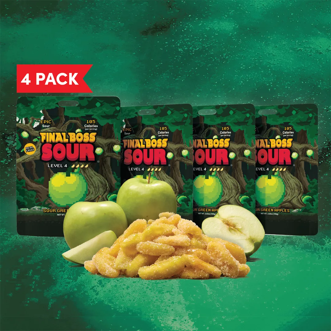 Level 4 Sour Green Apple (4-Pack) - Real Dried Fruit Candy