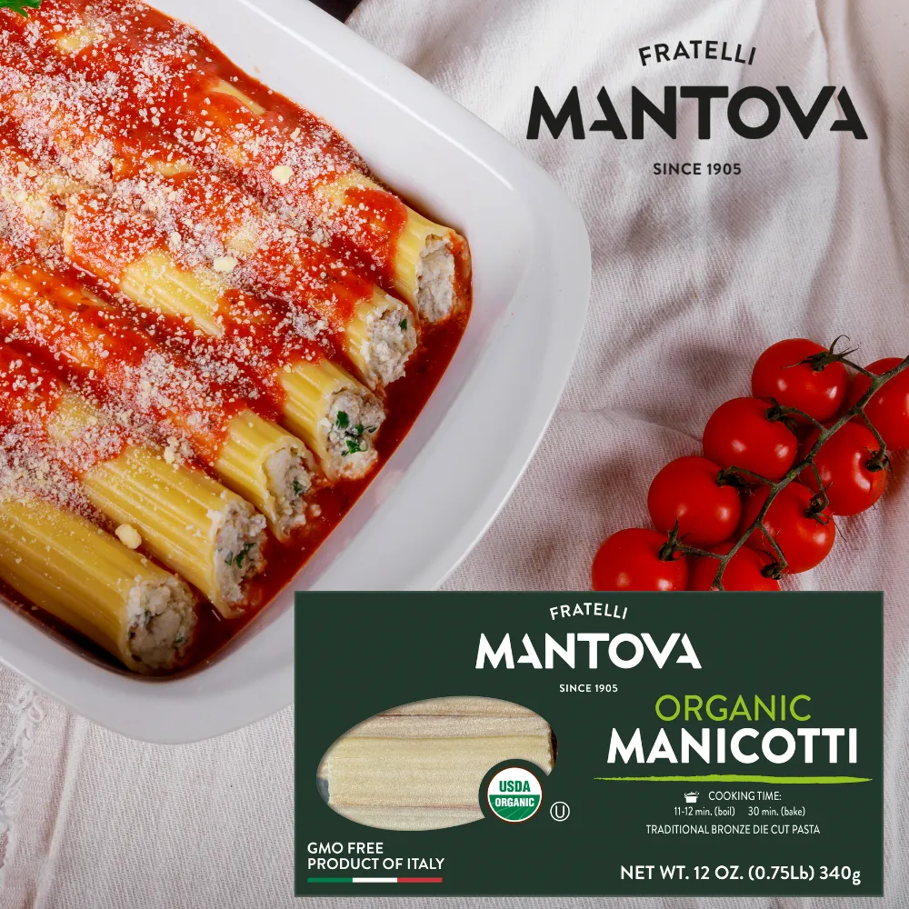 Mantova Organic Manicotti Pasta