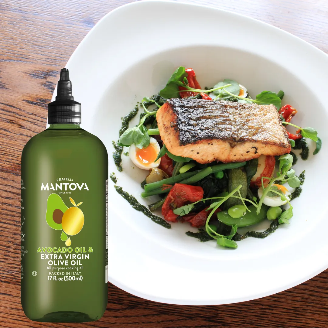 Mantova EVOO + Avocado Oil in Squeeze Bottle, 17 fl. oz.