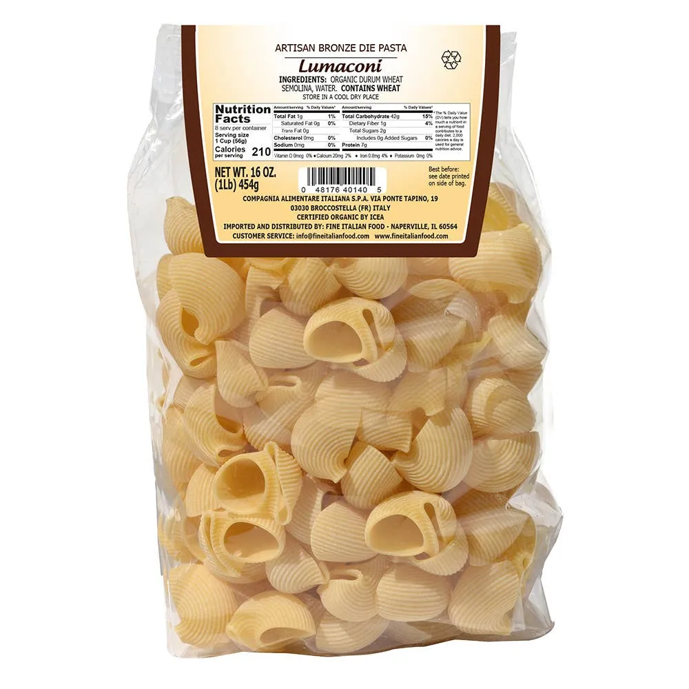 Mantova Cara Mamma Organic Artisan Lumaconi Pasta, 1 lb.