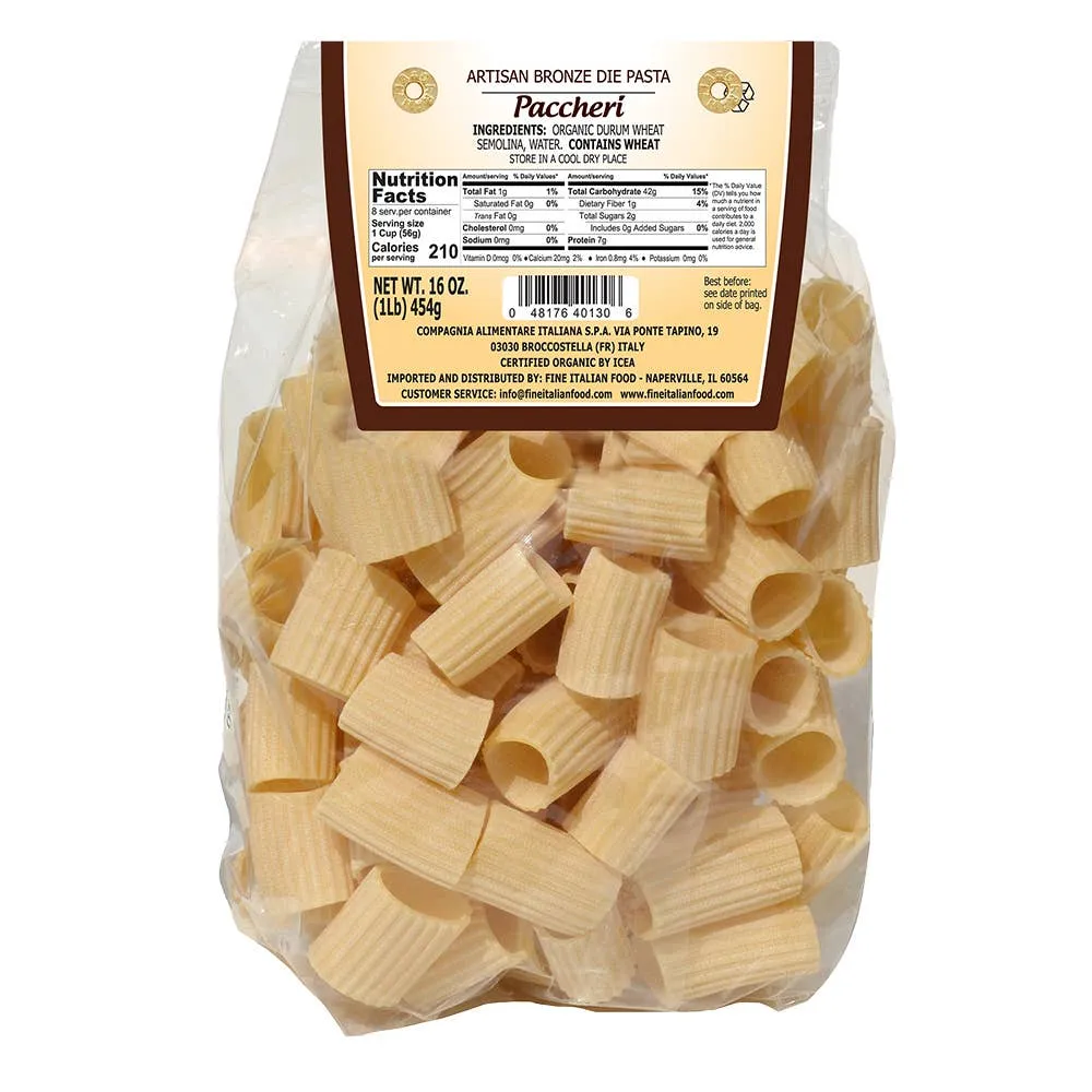 Mantova Cara Mamma Organic Artisan Paccheri Pasta, 1 lb.