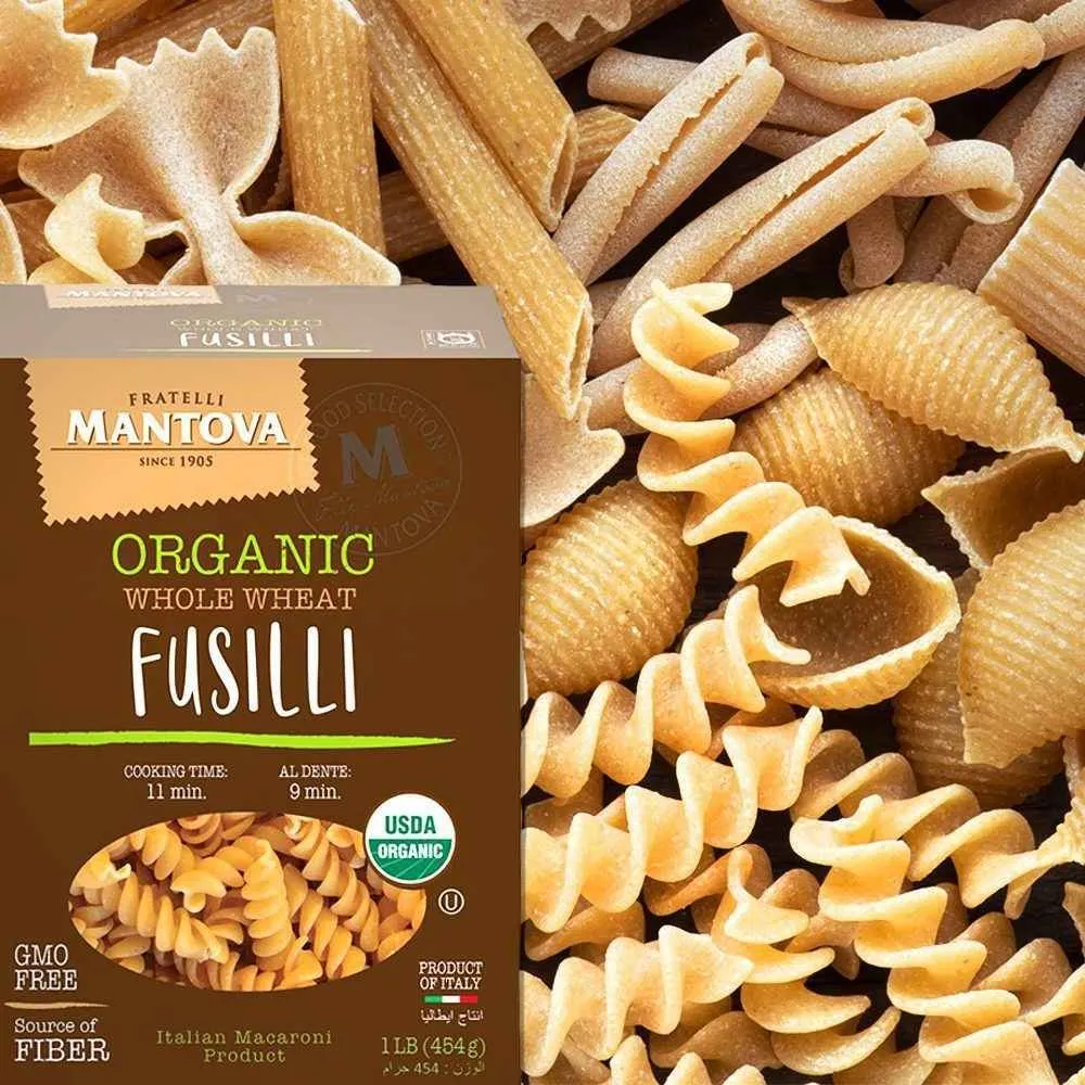 Mantova Organic Whole Wheat Fusilli Pasta, 1 lb.