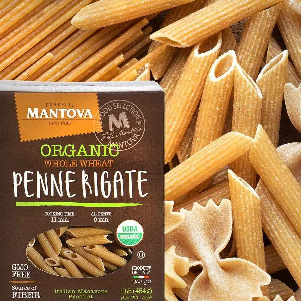 Mantova Organic Whole Wheat Penne Rigate Pasta, 1 lb.