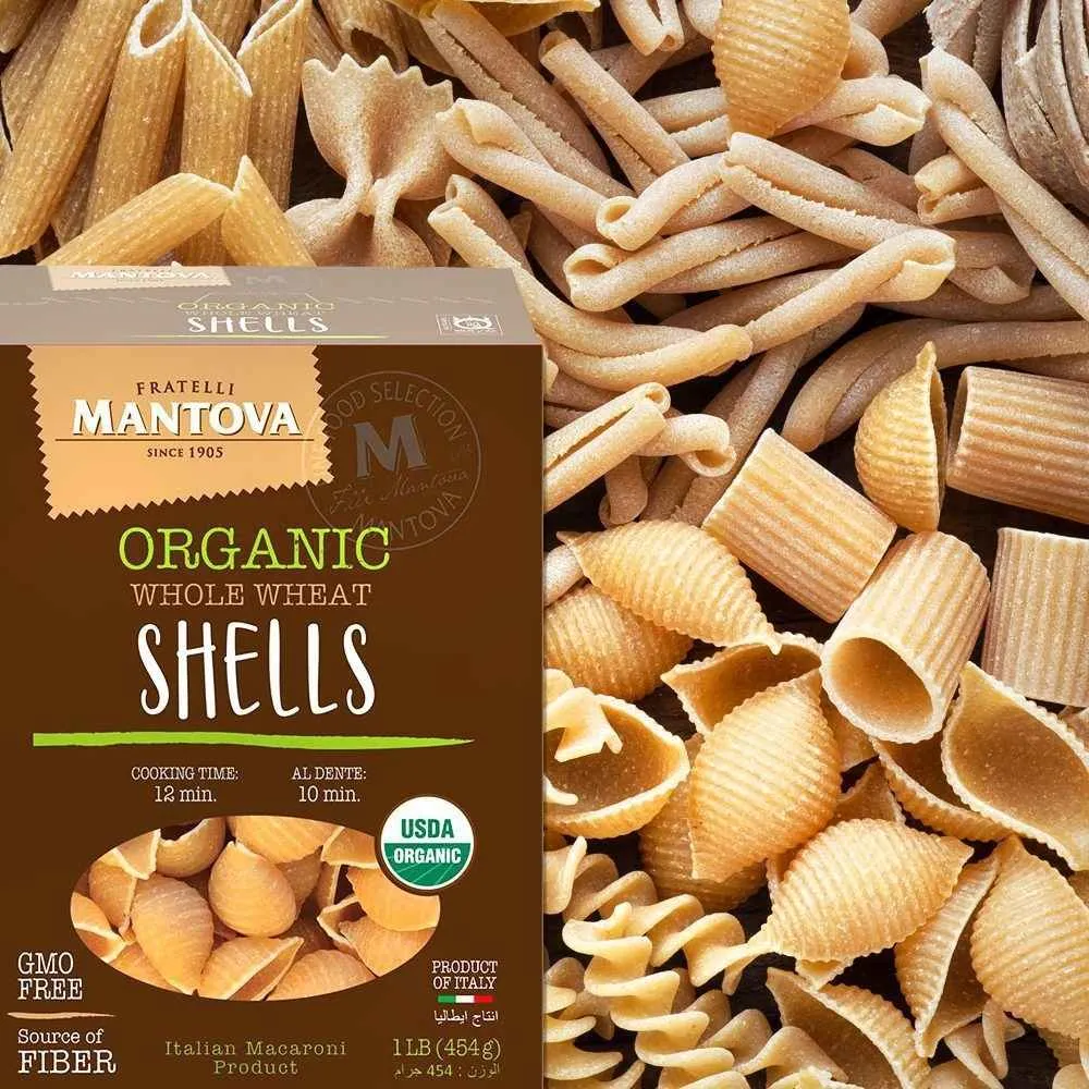 Mantova Organic Whole Wheat Shells Pasta, 1 lb.