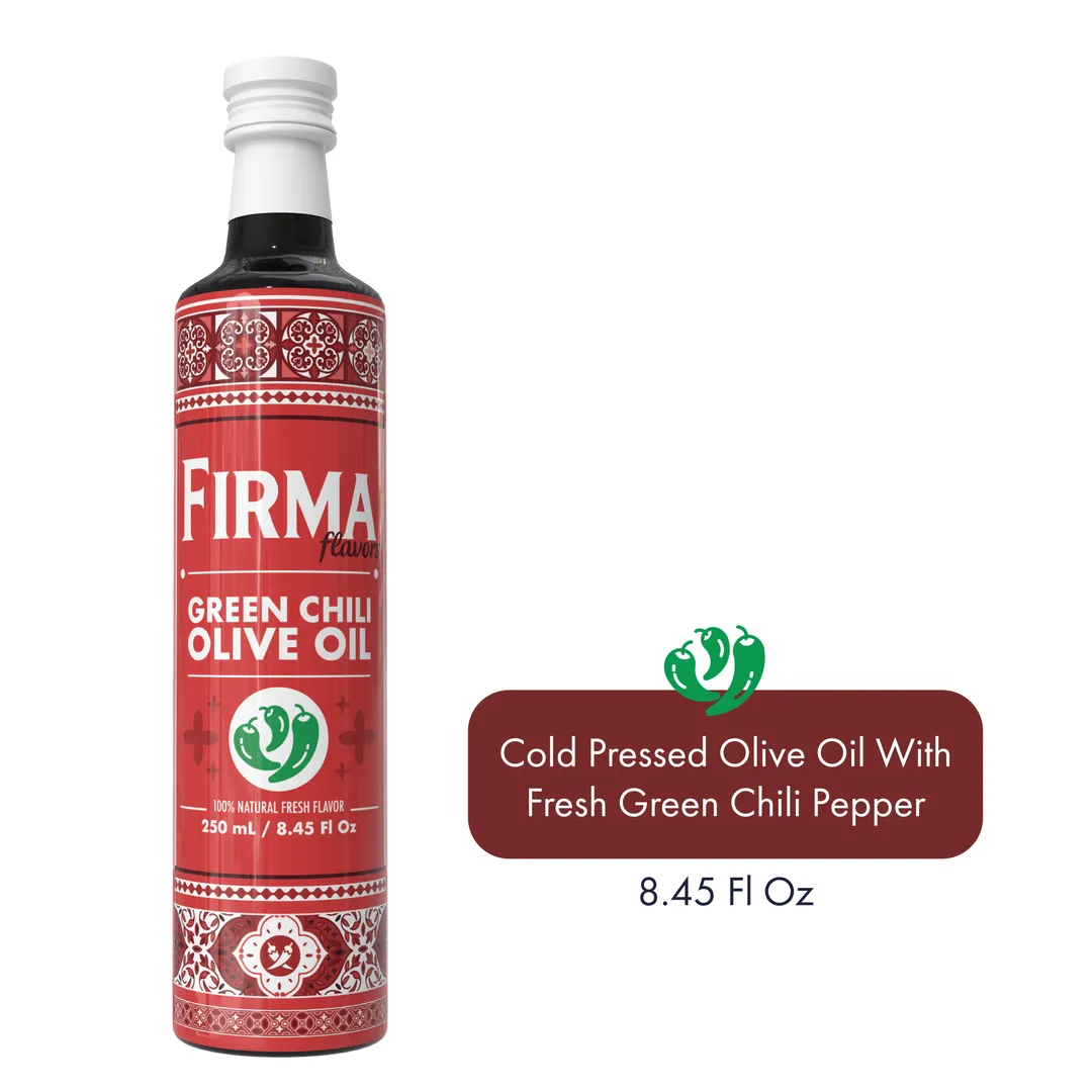 Firma Co-Pressed Olive Oil With Green Chili Pepper, Single Origin Tunisian Olive Oil, 250 ML