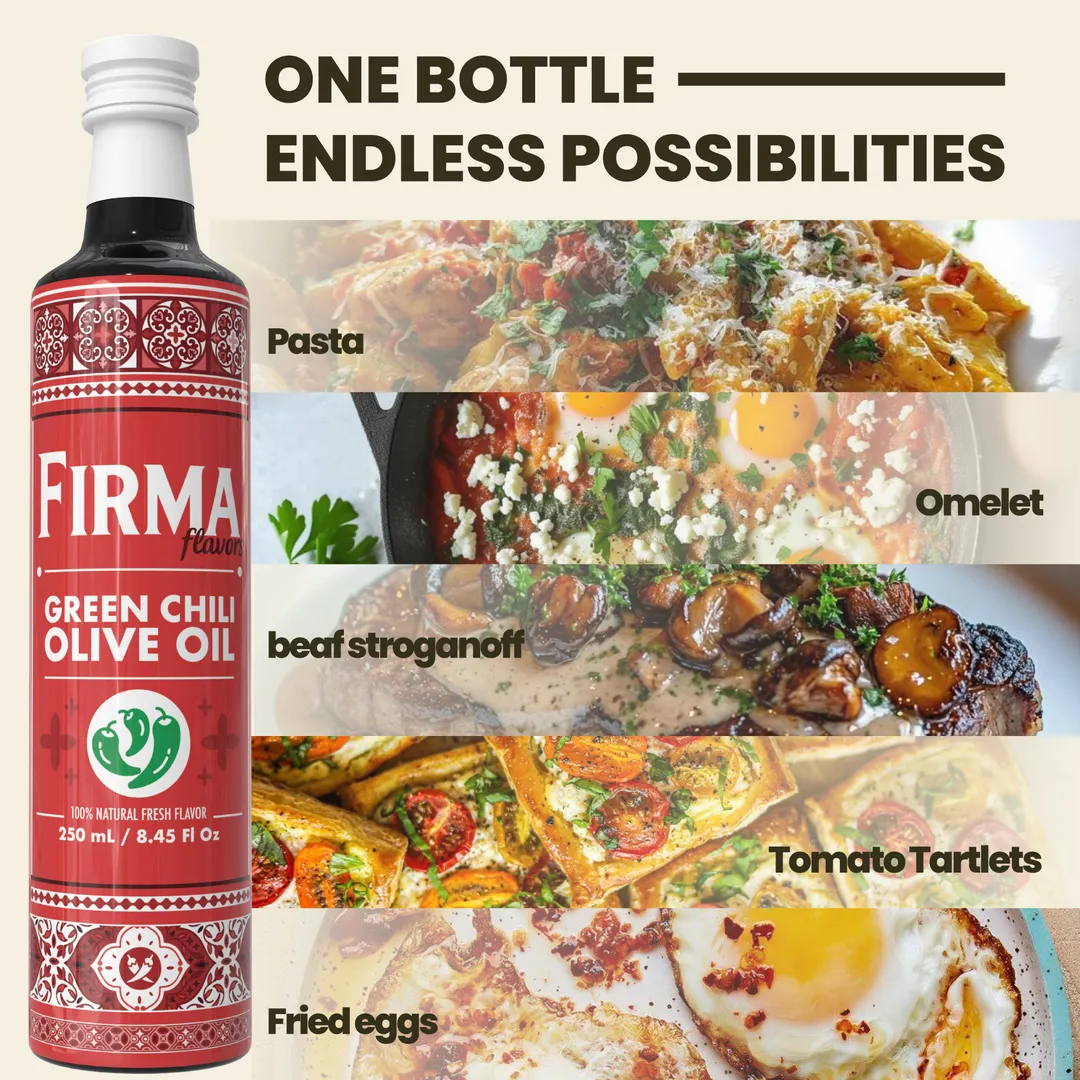 Firma Co-Pressed Olive Oil With Green Chili Pepper, Single Origin Tunisian Olive Oil, 250 ML