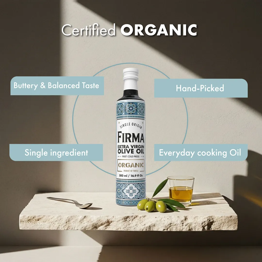 Firma Organic Extra Virgin Olive Oil, Single Origin Tunisian EVOO, 16.9 fl oz