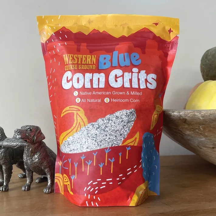 Western Blue Corn Grits, Coarse Ground, Heirloom, 1.5 lb Bag