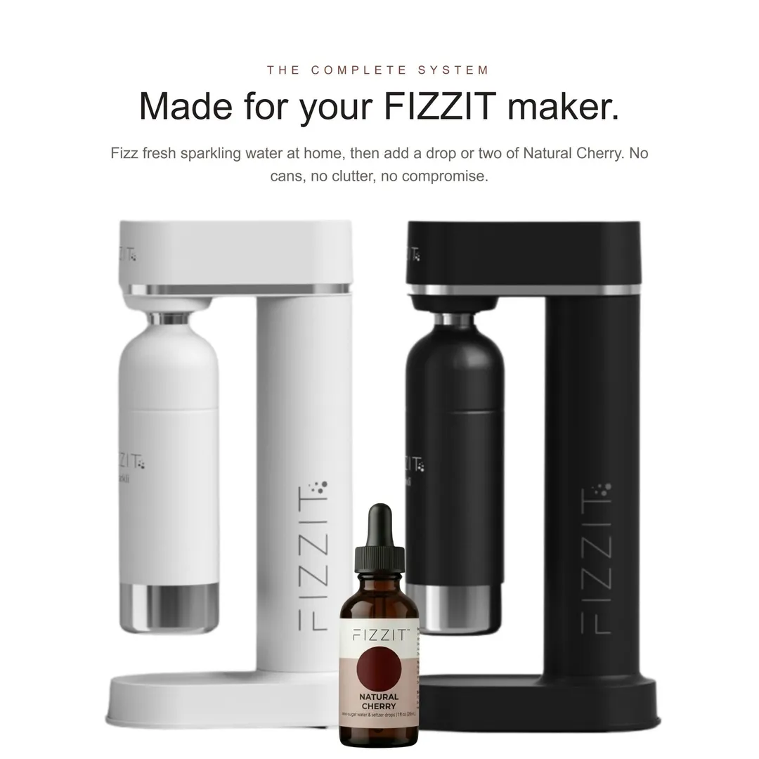 FIZZIT Natural Cherry Flavor Drops | Zero Sugar, Zero Calories | Natural Sparkling Water Enhancer | Replaces 160 Seltzer Cans | 1 fl oz (29mL) Glass Bottle with Dropper