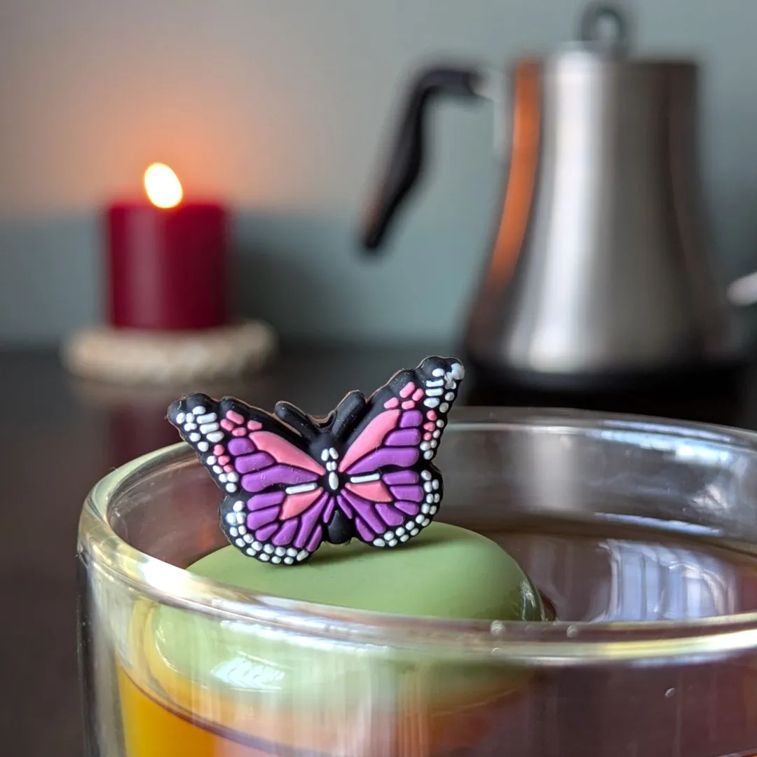Purple Butterfly | Floating Tea Steeper | Green Base |Purple