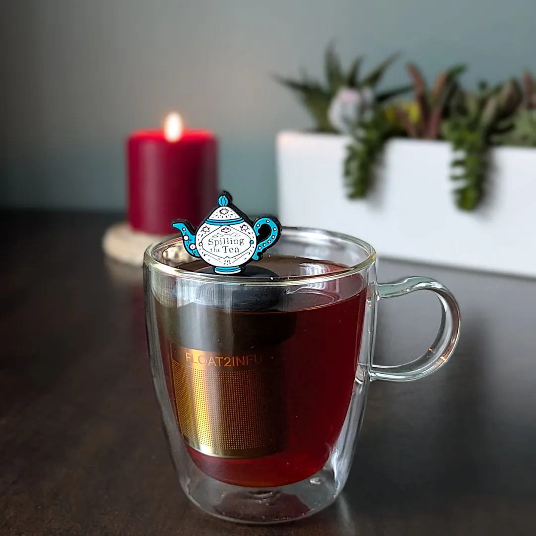 Spill the Tea | Floating Tea Steeper | Grey Base | Blue
