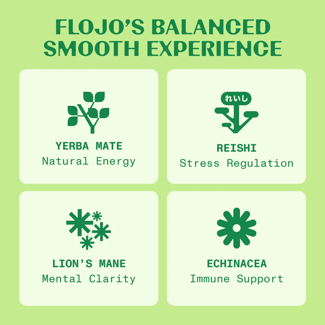 FLOJO Sparkling Energy Guava Passiofruit (12 cans) Yerba Mate, Reishi, Lion's Mane