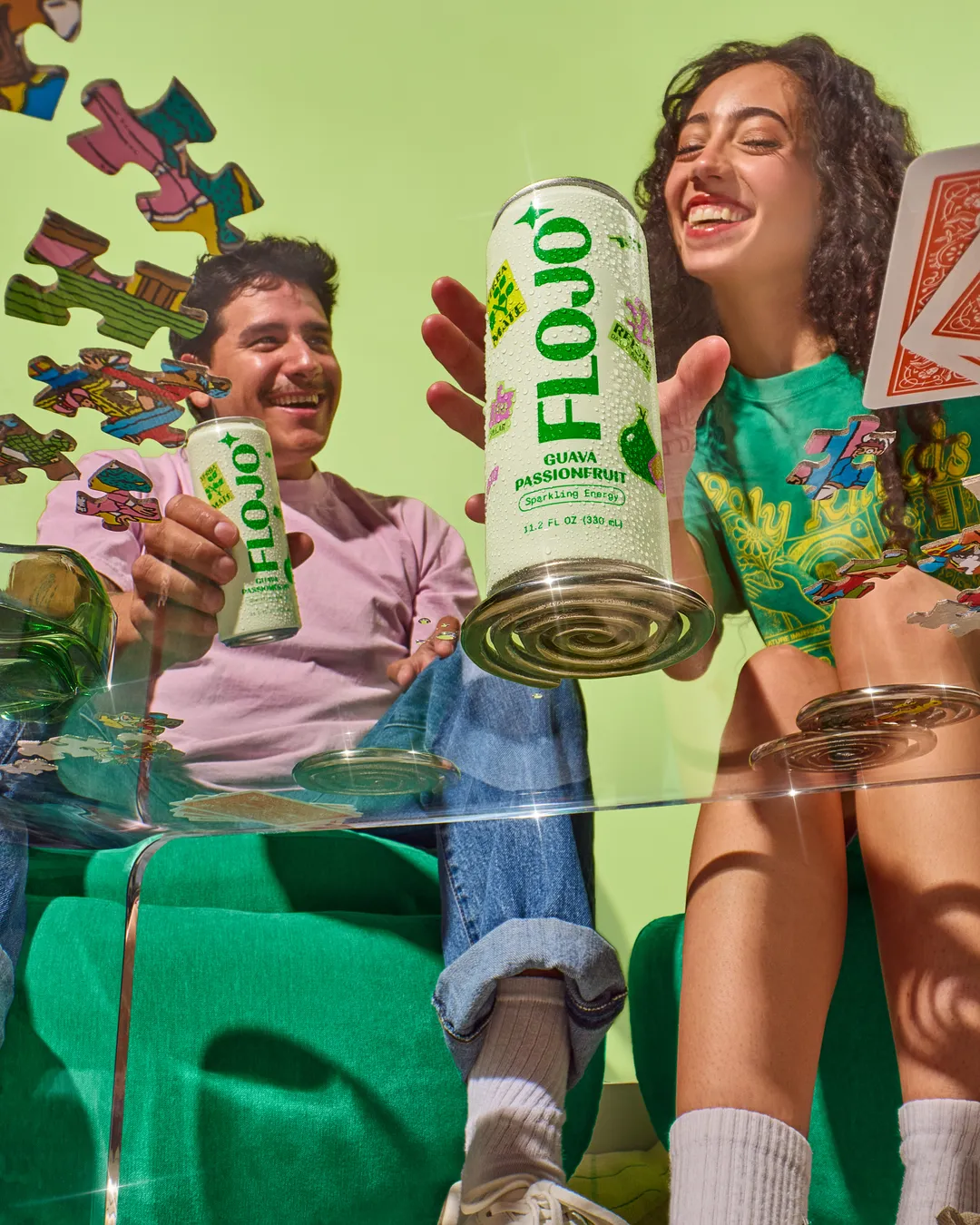FLOJO Sparkling Energy Guava Passiofruit (12 cans) Yerba Mate, Reishi, Lion's Mane