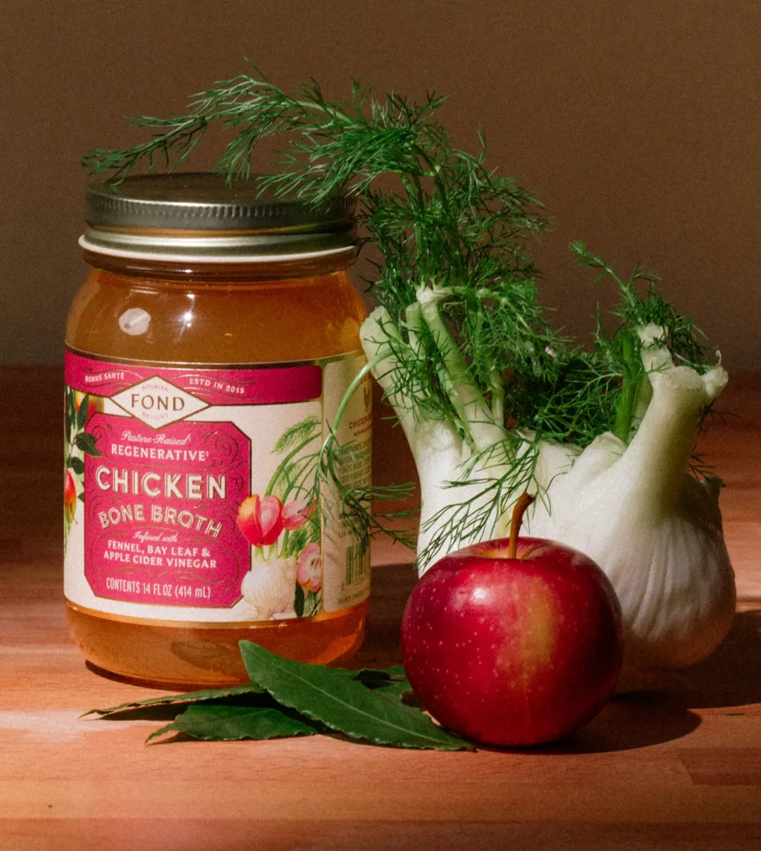 Regenerative Chicken Bone Broth - Fennel & Bay Leaf - 4 Jars