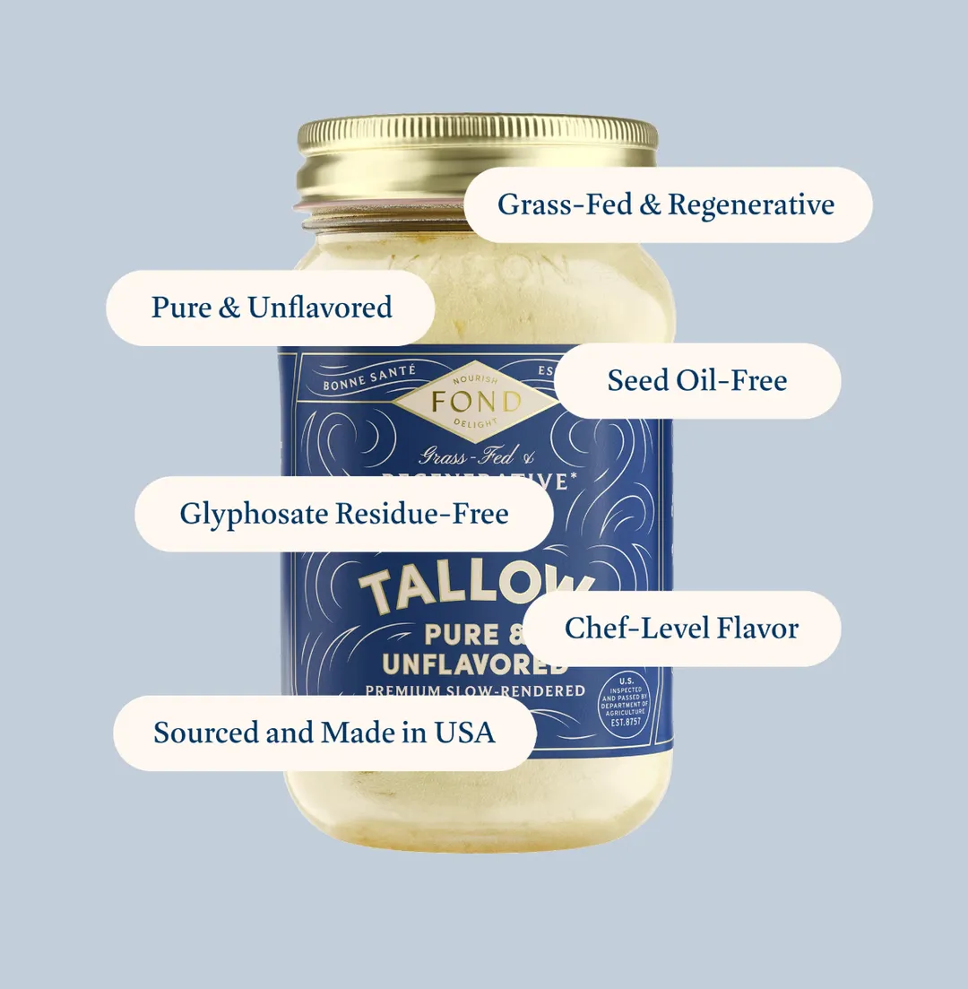 Regenerative Beef Tallow - Pure & Unflavored - 4 Jars
