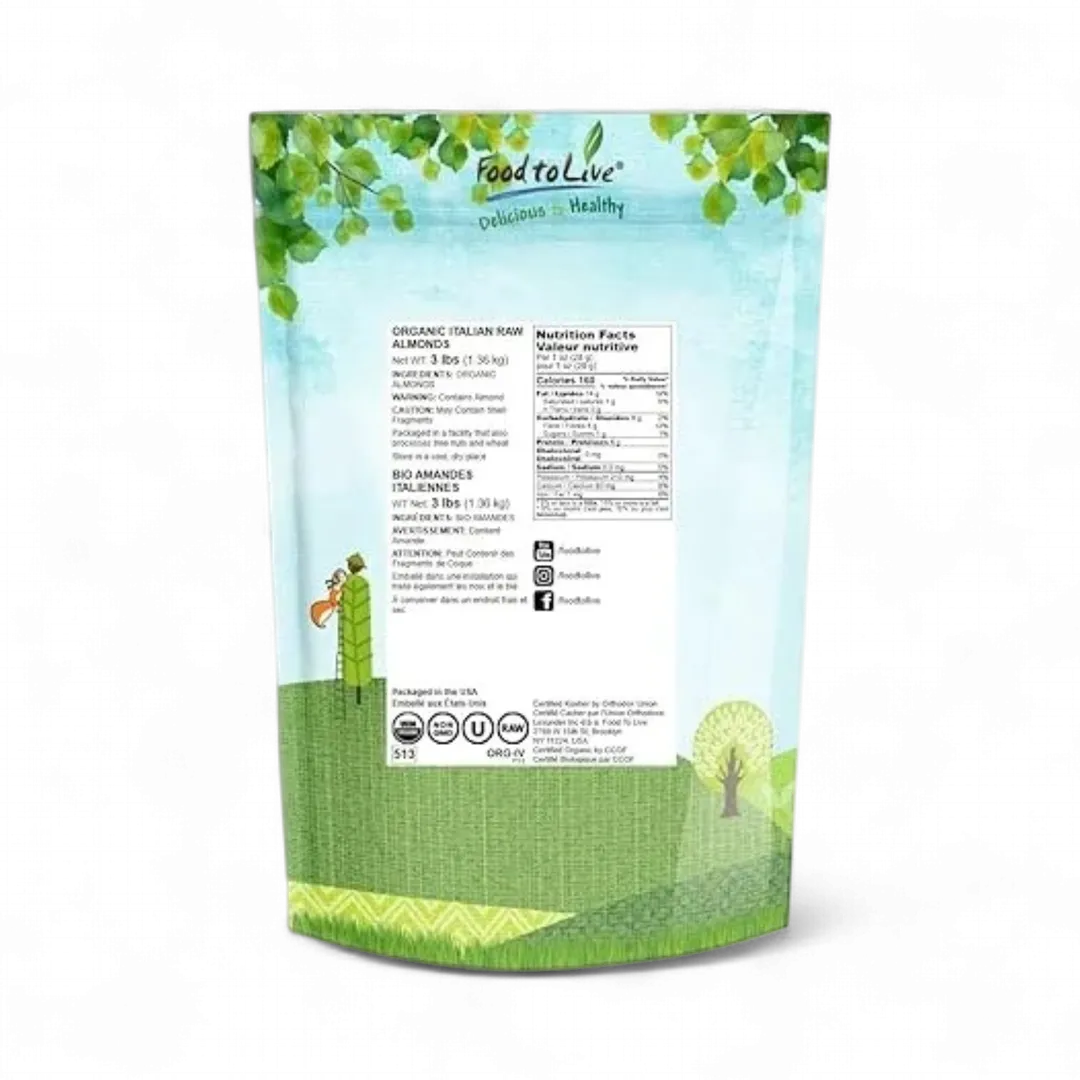 Organic Almonds – Non-GMO, Whole, No Shell, Kosher, Raw