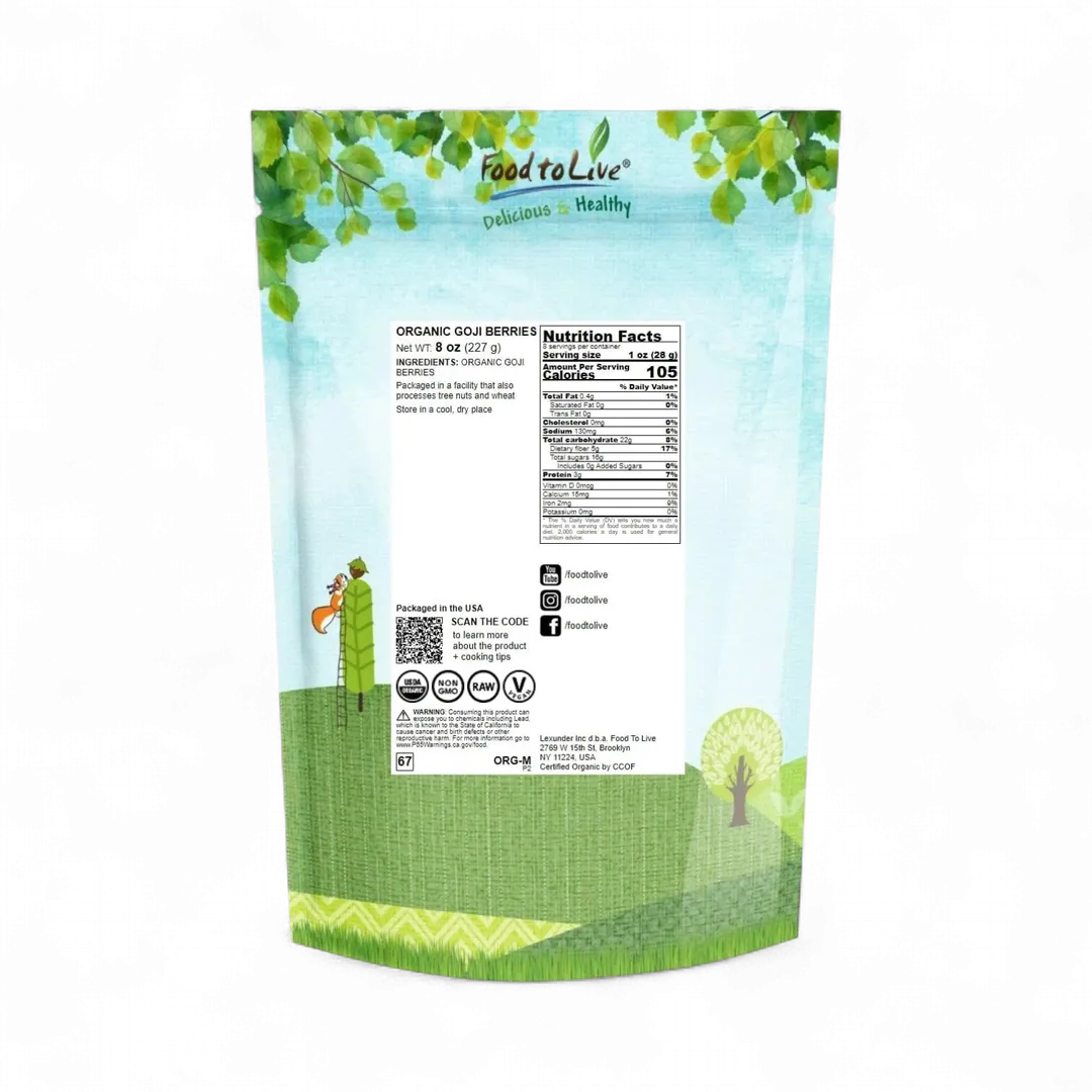 Organic Goji Berries – Sun Dried, Large and Juicy, Non-GMO